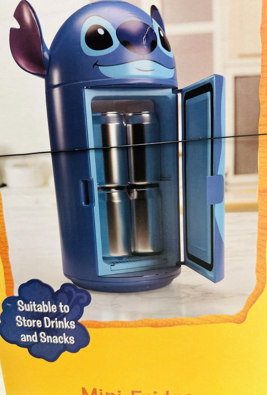 Disney Stitch 4L Mini Fridge, 6-Can Capacity Thermoelectric Cooler & Warmer, Blue - Compact Personal Refrigerator for Skincare, Beverages & Snacks - Image 2