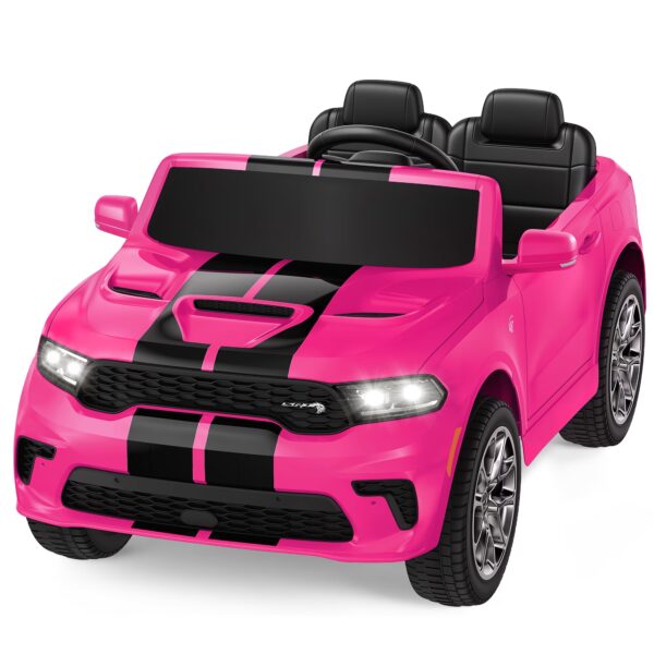 Dodge Electric Ride on Cars for Kids, 12V Licensed Dodge Durango Powered Ride on Toy with Parent Remote Control, Music Player, LED Lights, Safety Belt, Ages 3-6, Pink