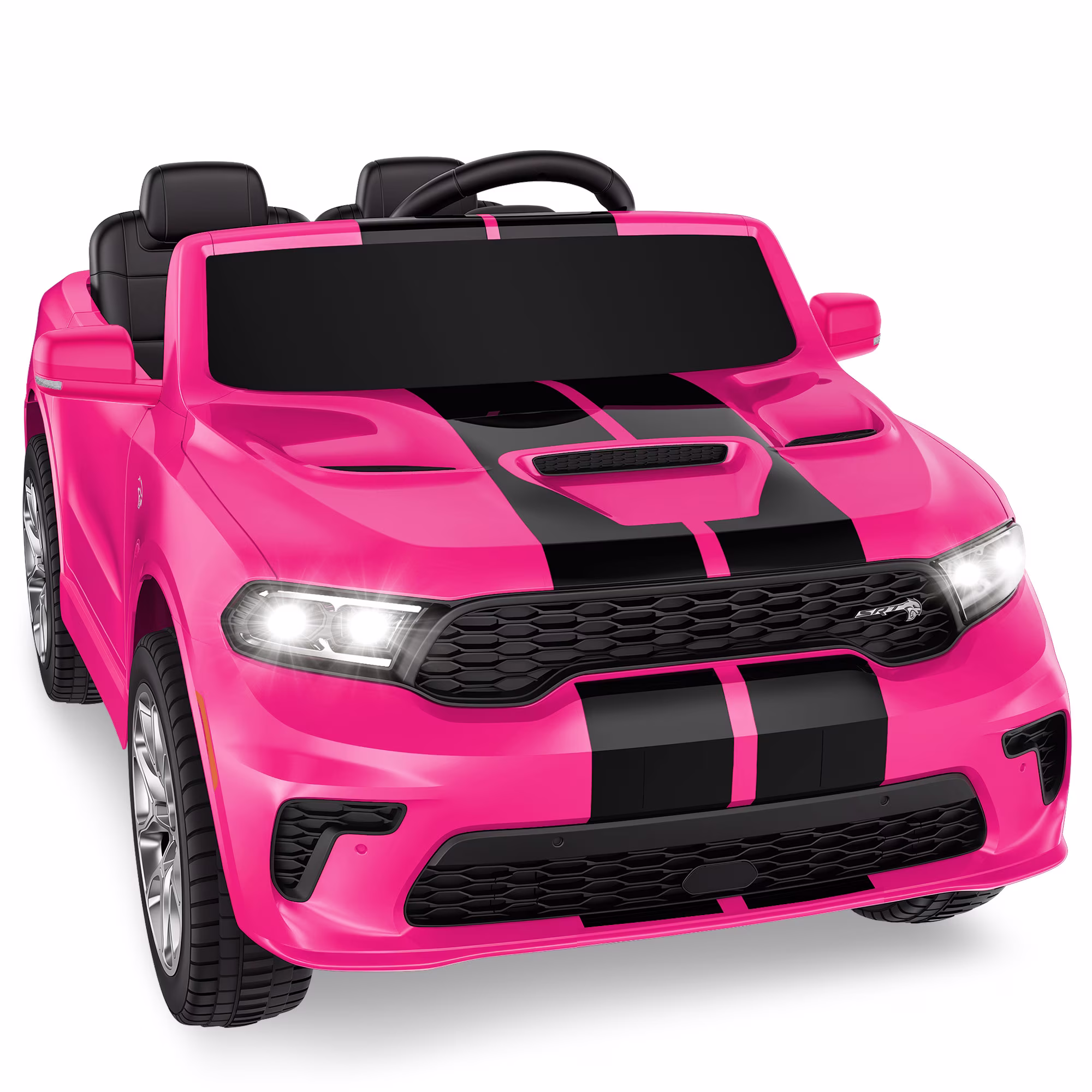 Dodge Electric Ride on Cars for Kids, 24V Licensed Dodge Durango Powered Ride on Toy with Parent Remote Control, Electric Car Vehicle for Girls 3-6 w/Music Player/LED Light/Safety Belt, Pink