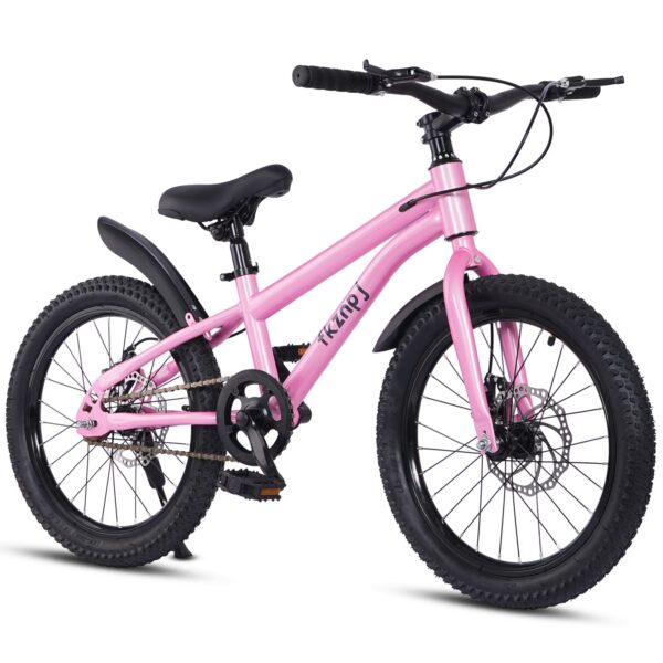 Dolonm 20" Kids Bike for Ages 10-14, Boys Girls Cruiser Bicycle with High Carbon Steel Frame and Dual Disc Brakes, Single Speed Beginner Bike, Pink