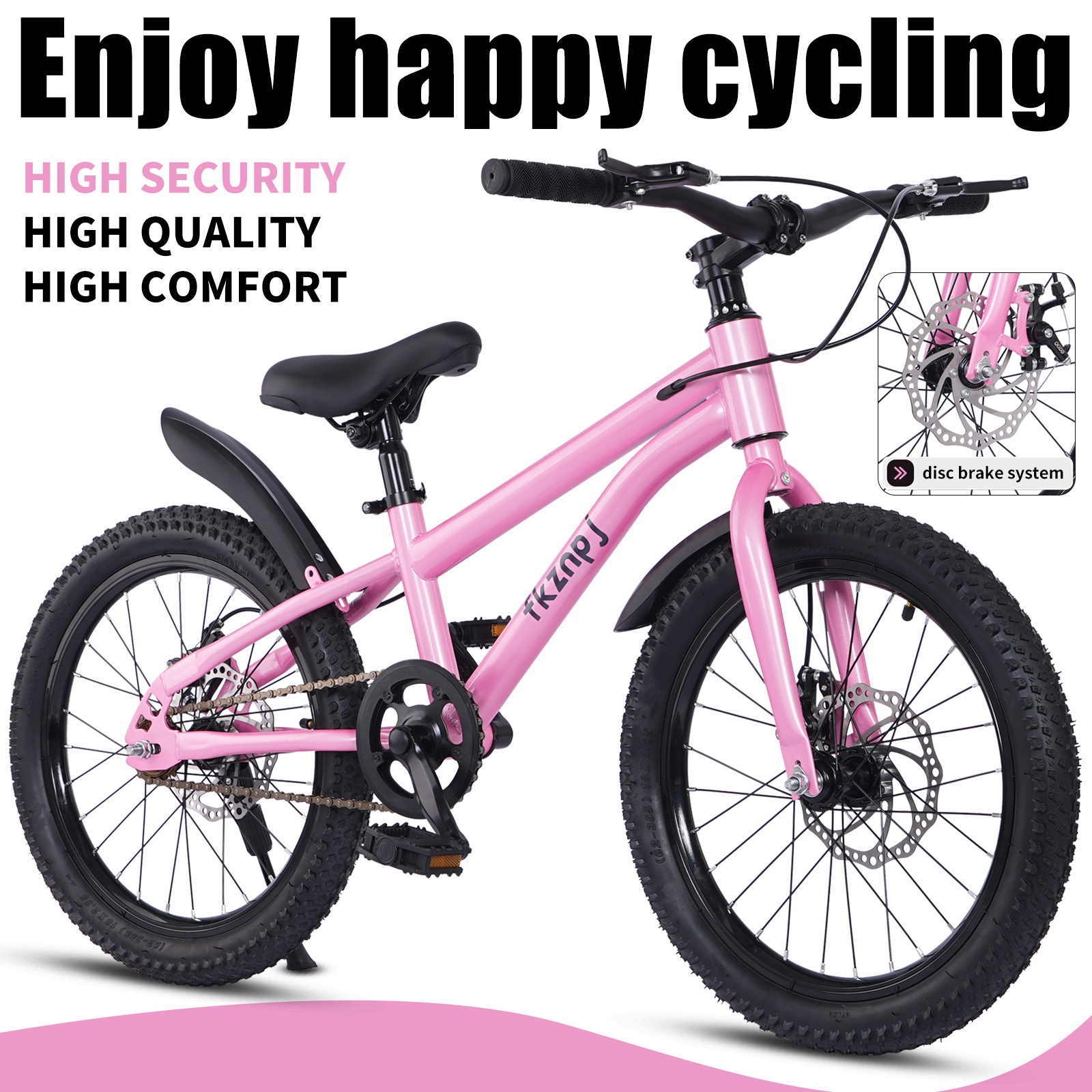 Dolonm 20" Kids Bike for Ages 10-14, Boys Girls Cruiser Bicycle with High Carbon Steel Frame and Dual Disc Brakes, Single Speed Beginner Bike, Pink - Image 2
