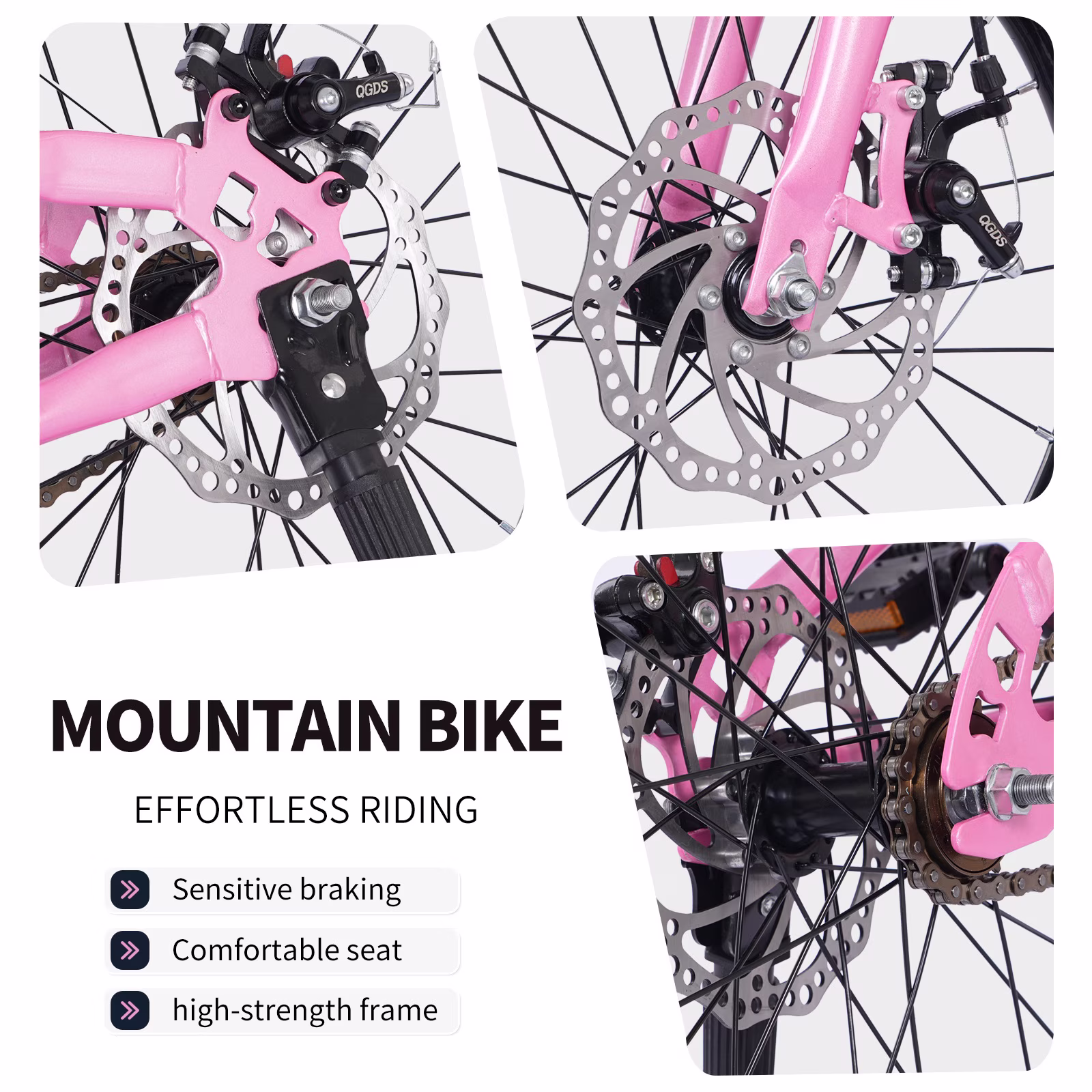 Dolonm 20" Kids Bike for Ages 10-14, Boys Girls Cruiser Bicycle with High Carbon Steel Frame and Dual Disc Brakes, Single Speed Beginner Bike, Pink - Image 4