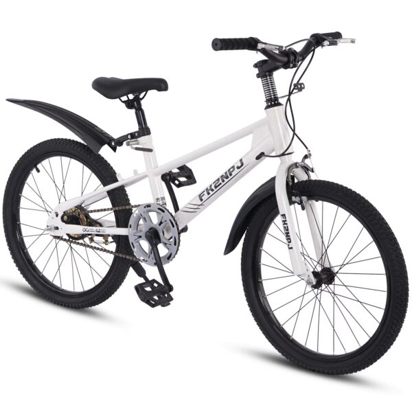 Dolonm 20" Kids Bike for Ages 6-10, Boys Bike with High Carbon Steel & Dual Disc Brakes, Durable Sport Bike with Spoke Wheels, White