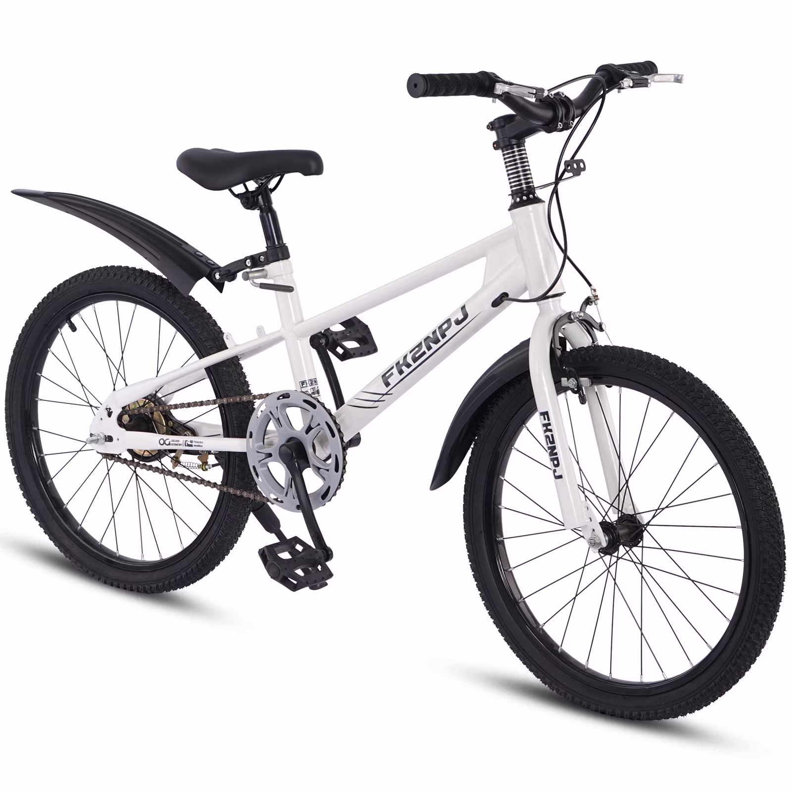 Dolonm 20" Kids Bike for Ages 6-10, Boys Bike with High Carbon Steel & Dual Disc Brakes, Durable Sport Bike with Spoke Wheels, White