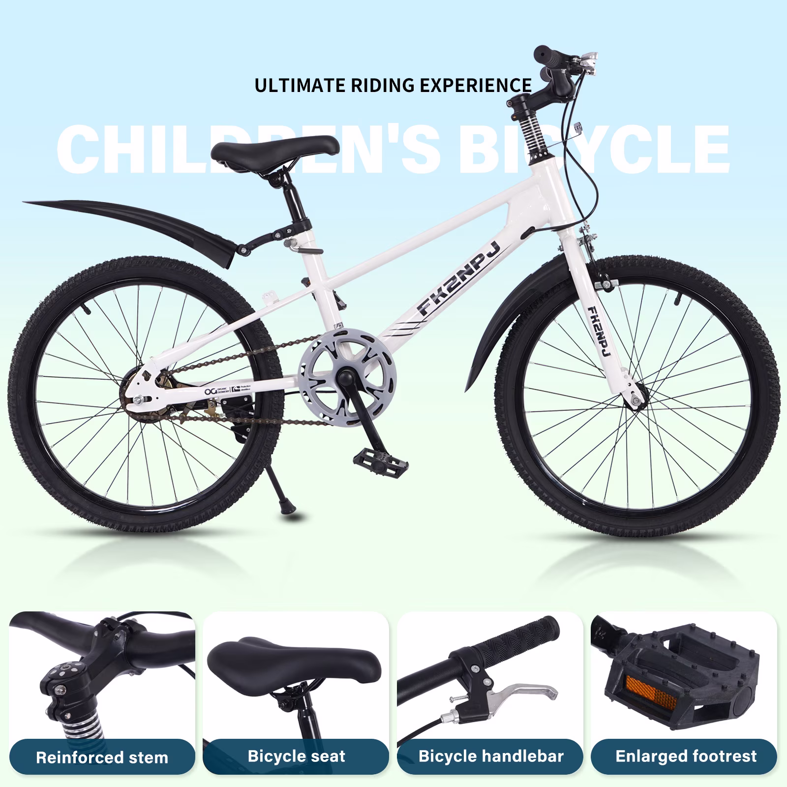 Dolonm 20" Kids Bike for Ages 6-10, Boys Bike with High Carbon Steel & Dual Disc Brakes, Durable Sport Bike with Spoke Wheels, White - Image 4