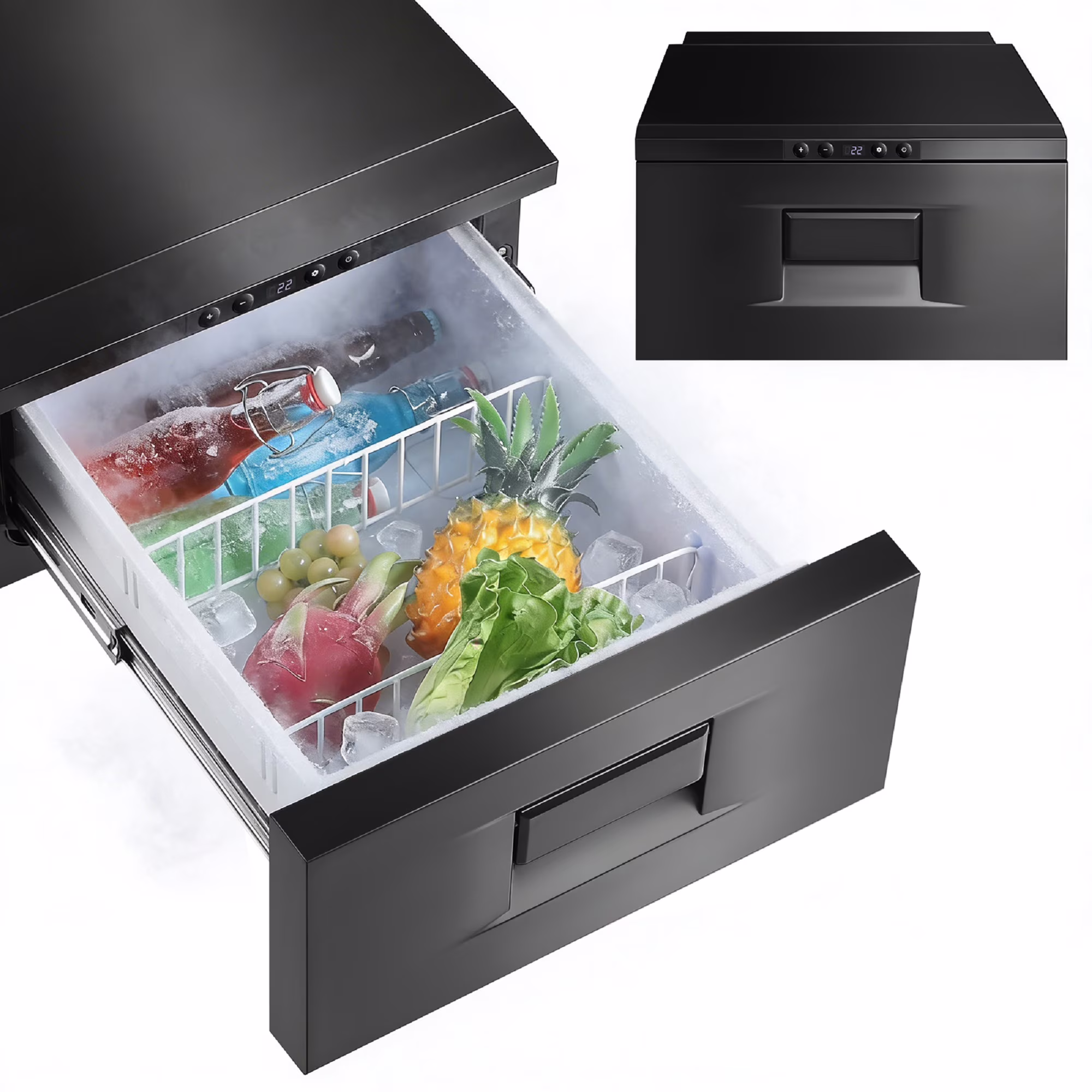 Drawer Refrigerator 33QT 12V RV Fridge Freezer, (-4℉-68℉) Portable Refrigerator Car Cooler for Travel Car Fridge Freezer