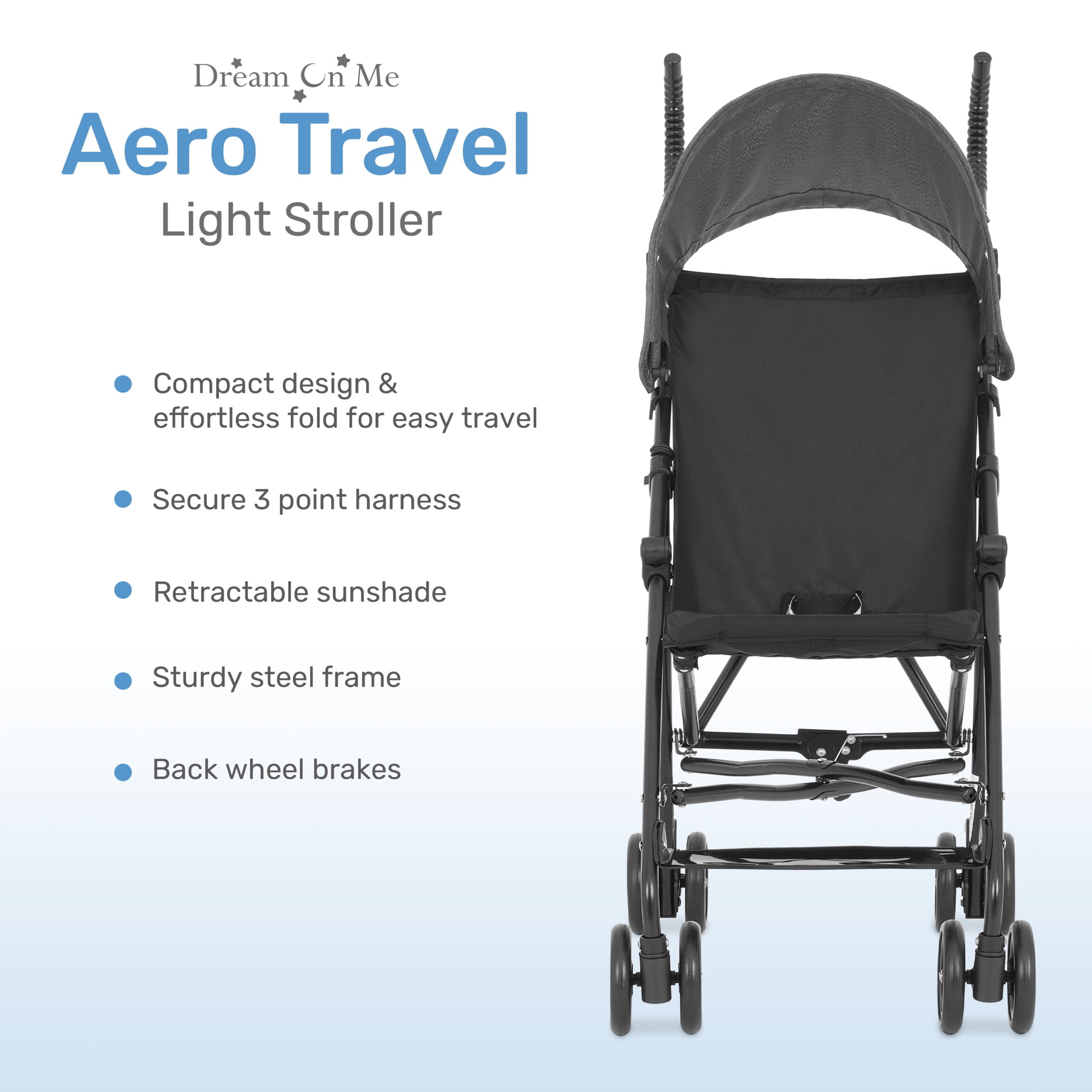 Dream On Me Aero Travel Light Stroller, Black - Image 4