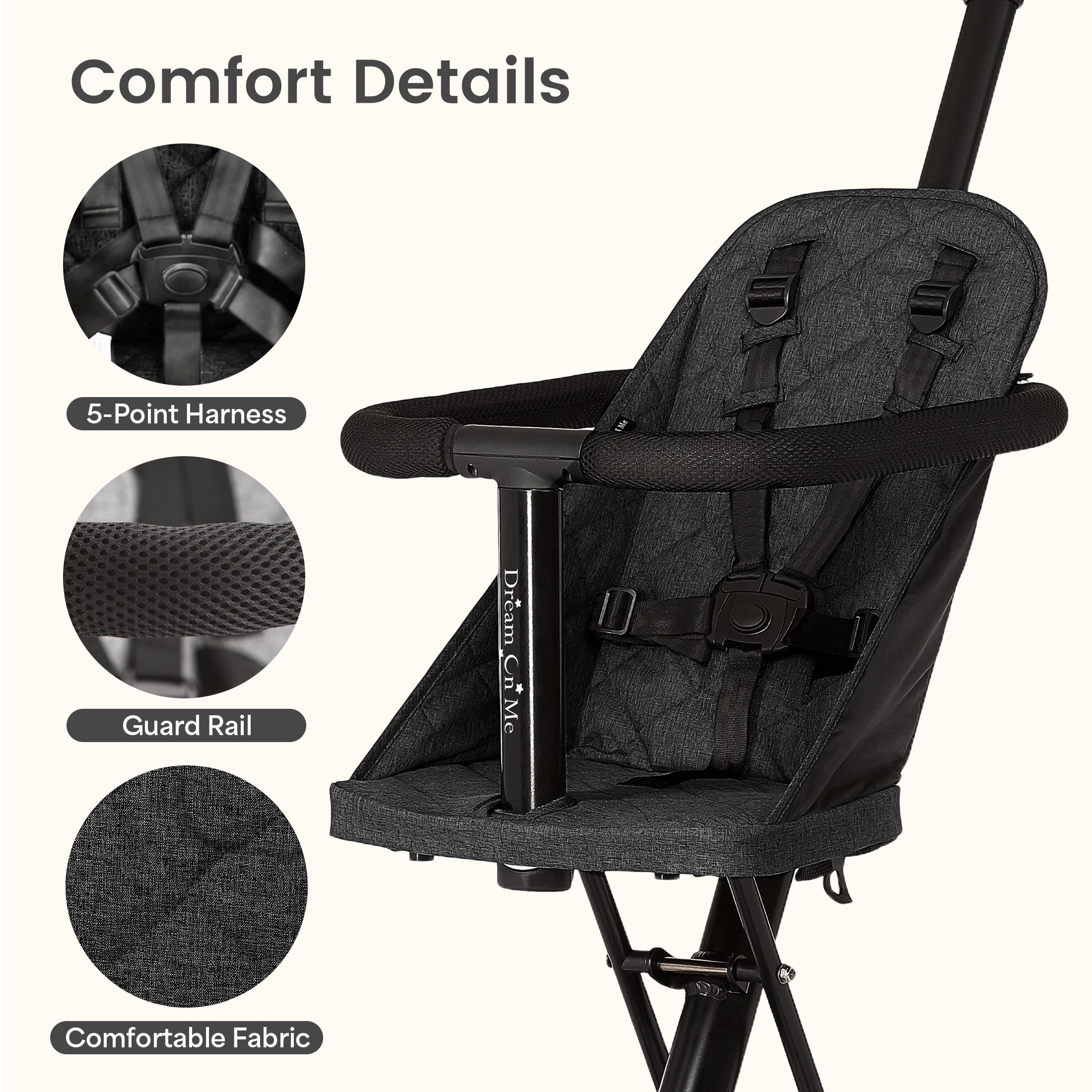 Dream On Me Coast Rider 3-in-1 Lightweight Travel Stroller, Black - Image 5