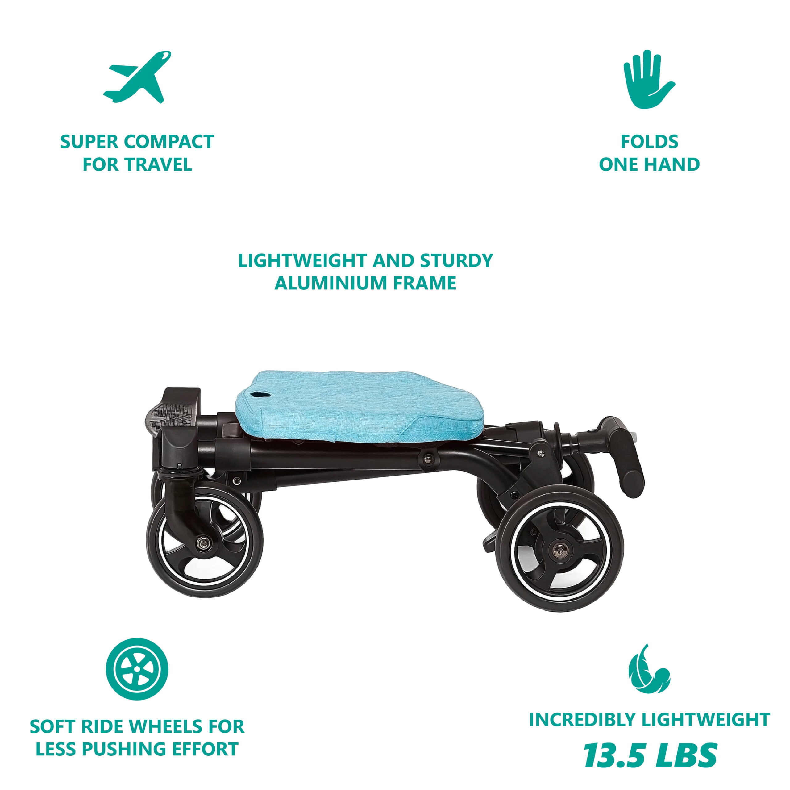 Dream On Me Coast Rider 3-in-1 Lightweight Travel Stroller, Sky Blue - Image 3