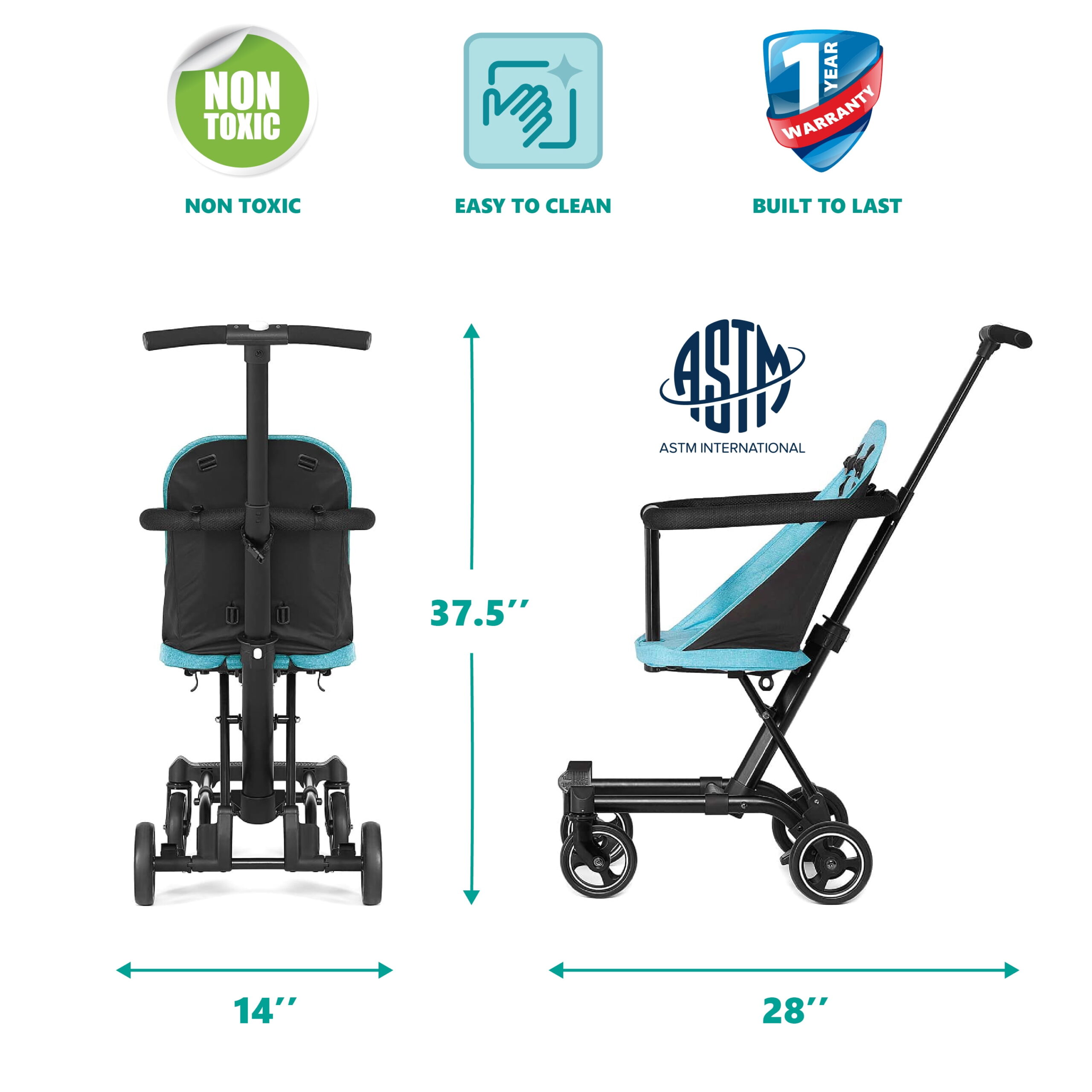 Dream On Me Coast Rider 3-in-1 Lightweight Travel Stroller, Sky Blue - Image 5