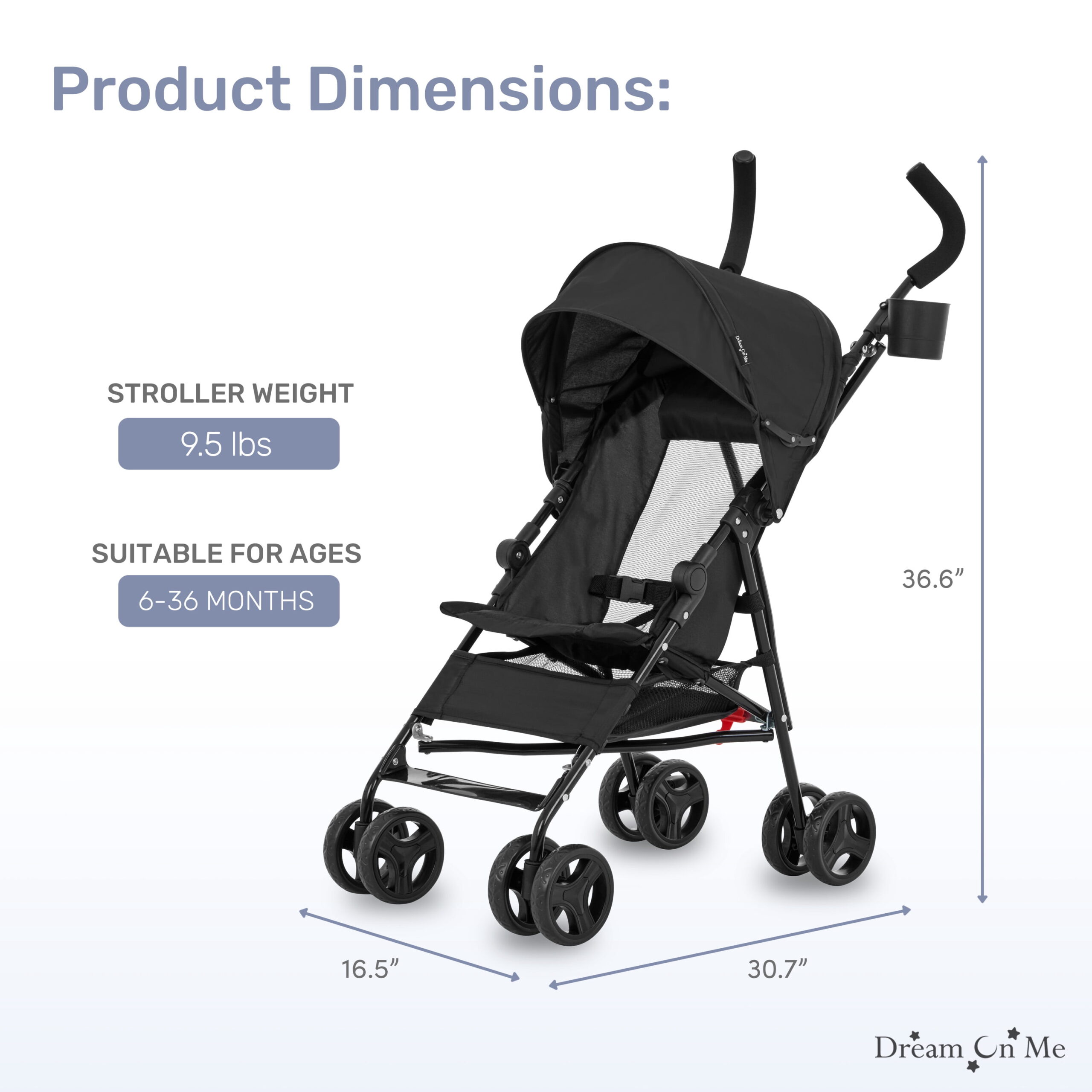 Dream On Me Rover Convenience Stroller, Black - Image 4