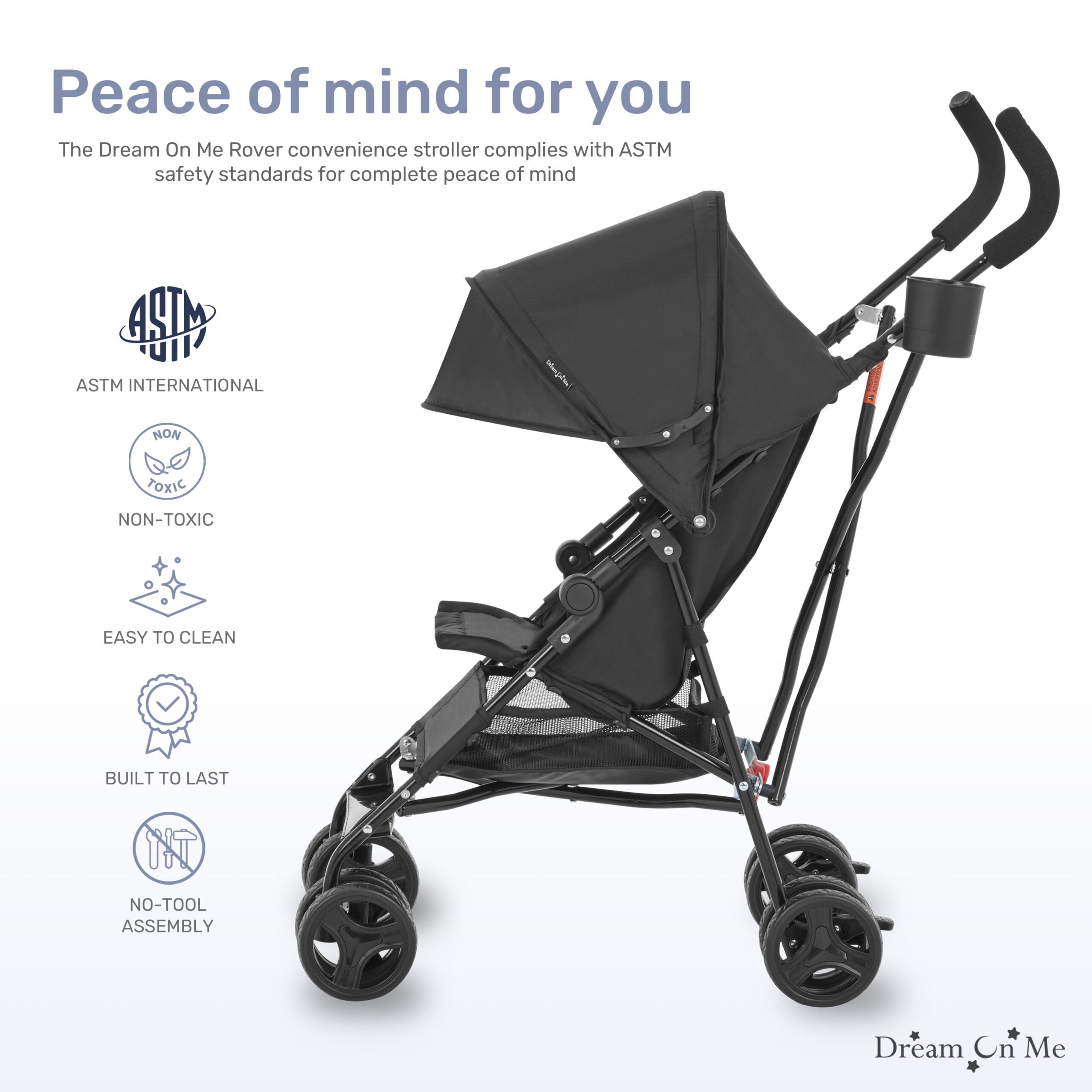 Dream On Me Rover Convenience Stroller, Black - Image 3