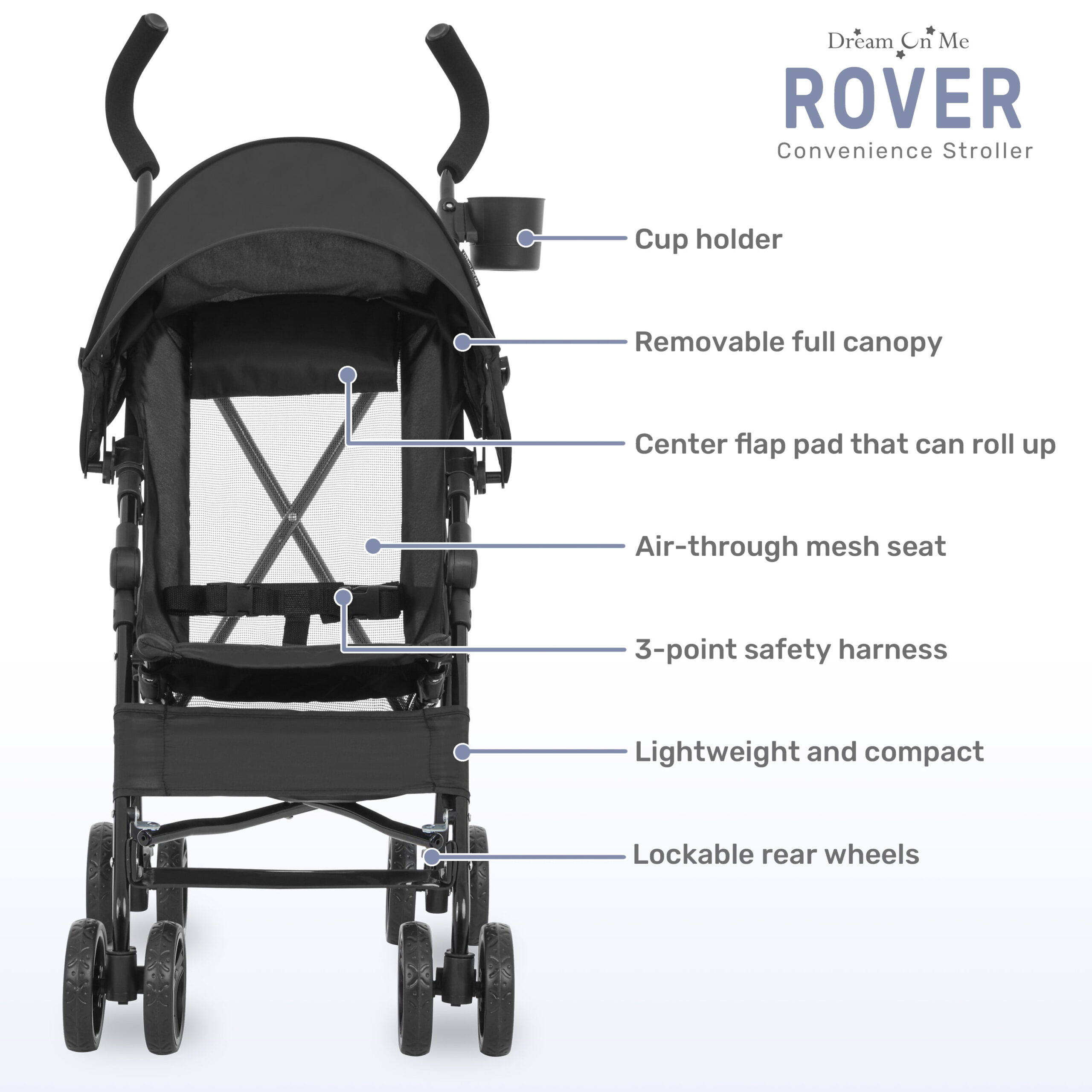 Dream On Me Rover Convenience Stroller, Black - Image 2