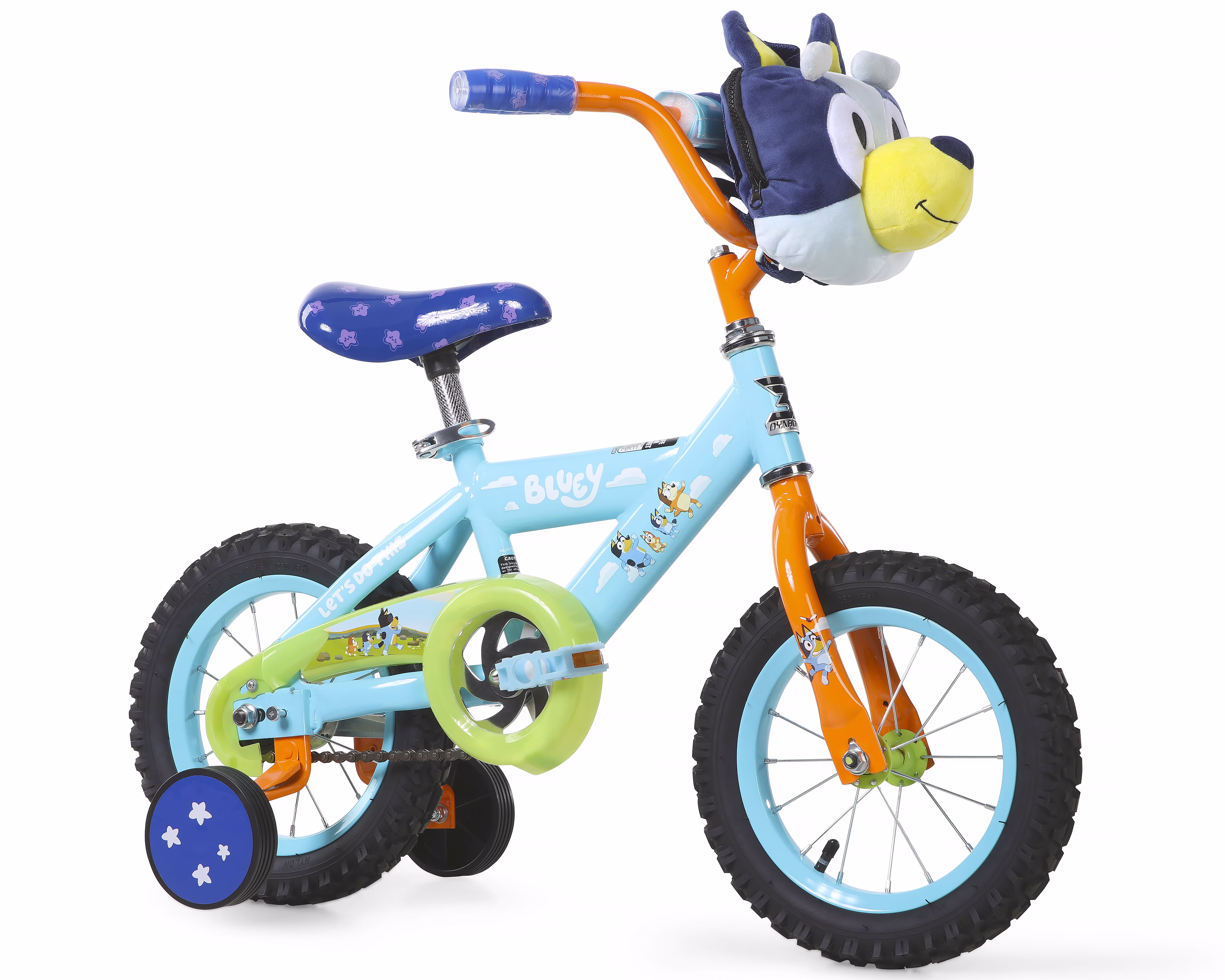 Dynacraft Bluey Kids 12-inch BMX Bike with Training Wheels, Plush Bag, Steel Frame, Coaster Brake, Ages 3