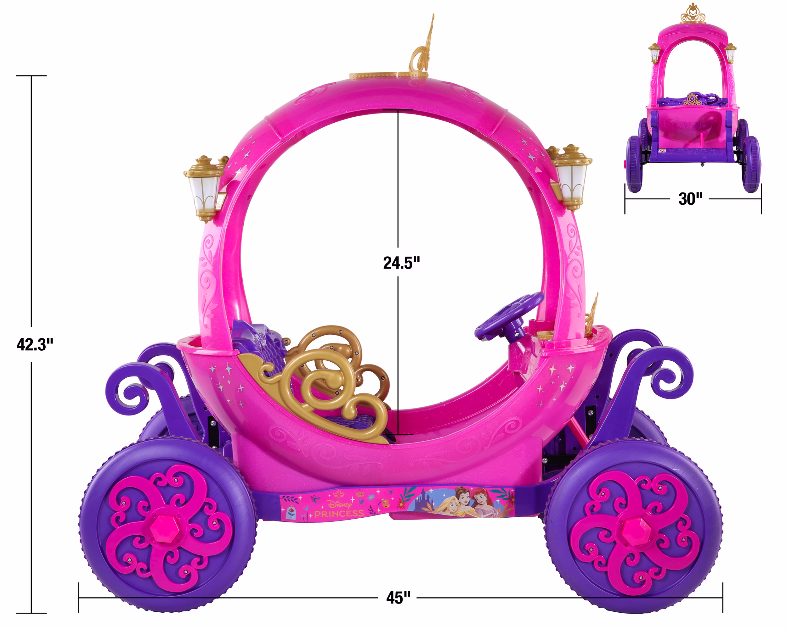 Dynacraft Disney Princess 24V Carriage, Pink, Remote Control, 2 Seats, Ages 3+, 1 Count - Image 4