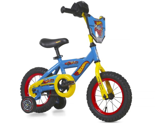 Dynacraft Hot Wheels Boys' 12-Inch BMX Bike for Kids Aged 6-9, Blue