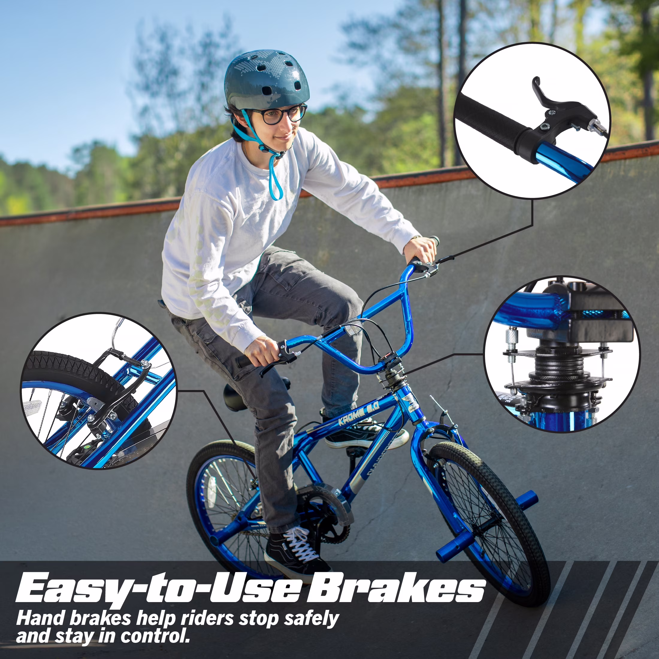 Dynacraft Krome Boys 20" BMX Bike, Ages 7-14, Blue - Image 4