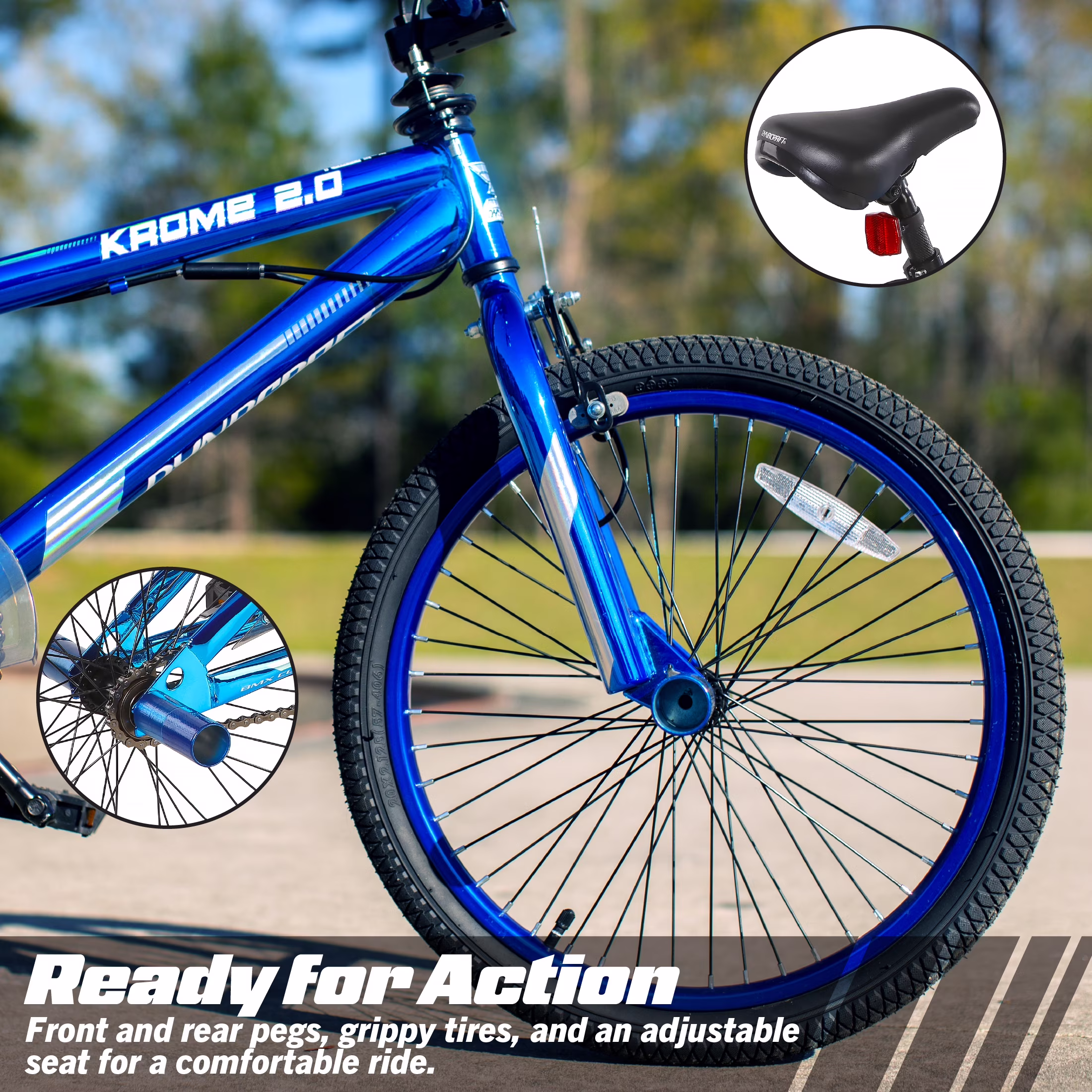 Dynacraft Krome Boys 20" BMX Bike, Ages 7-14, Blue - Image 3