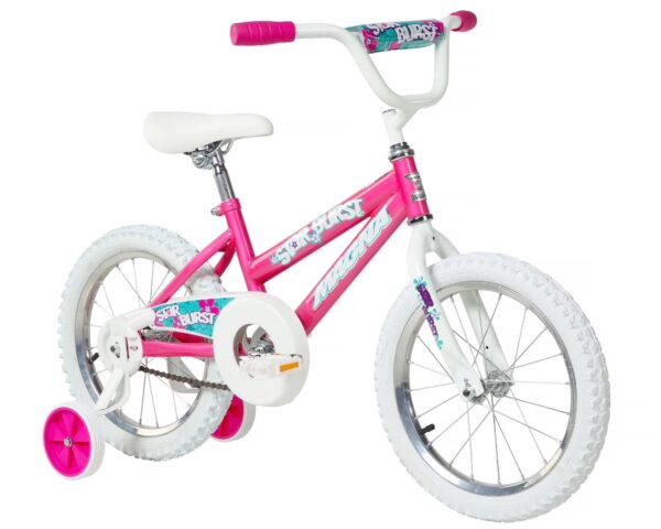 Dynacraft Magna Star Burst 16" Kids Bike, Pink White, Ages 5