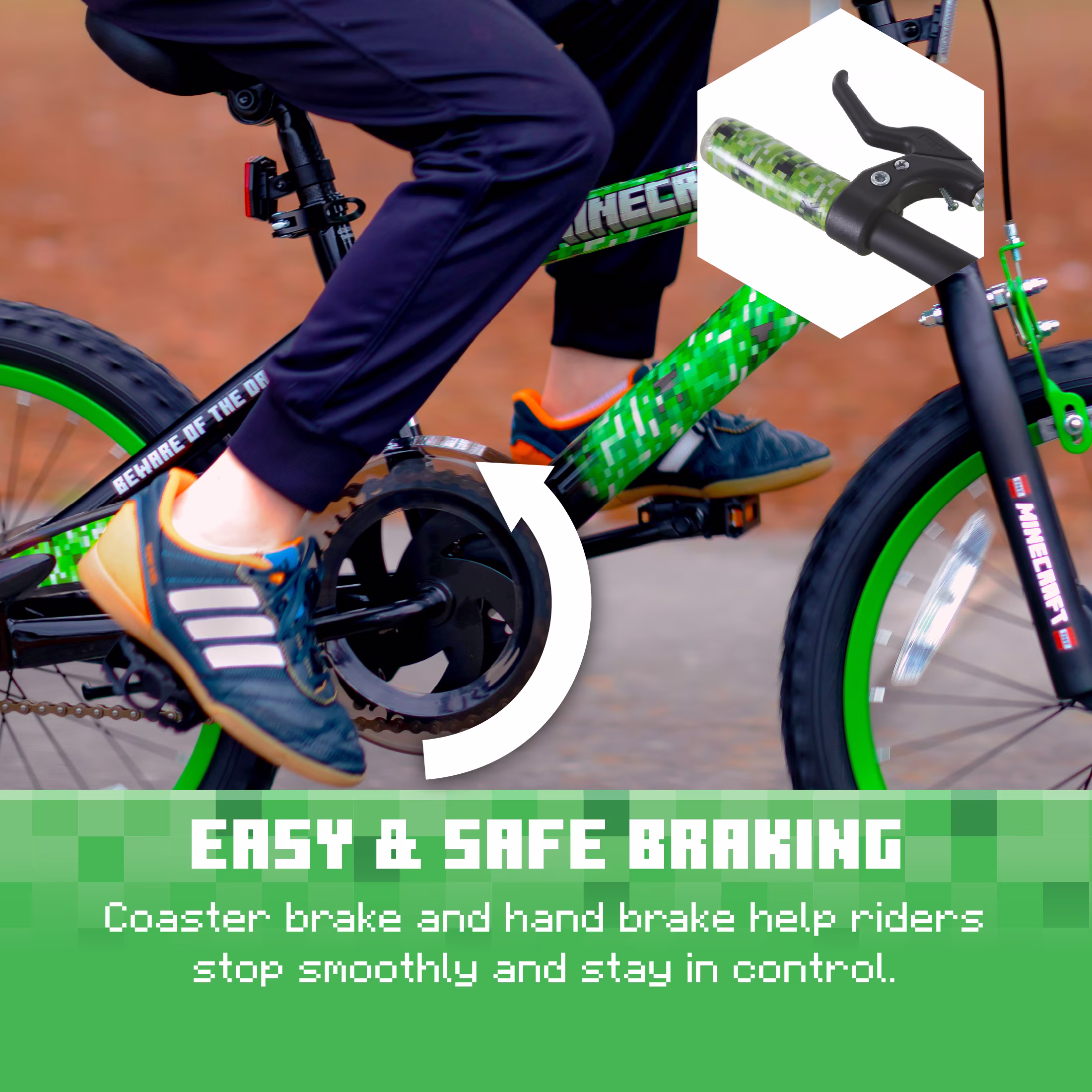 Dynacraft Minecraft Unisex 18-Inch BMX Bike for Kids Aged 6-9, Green - Image 4