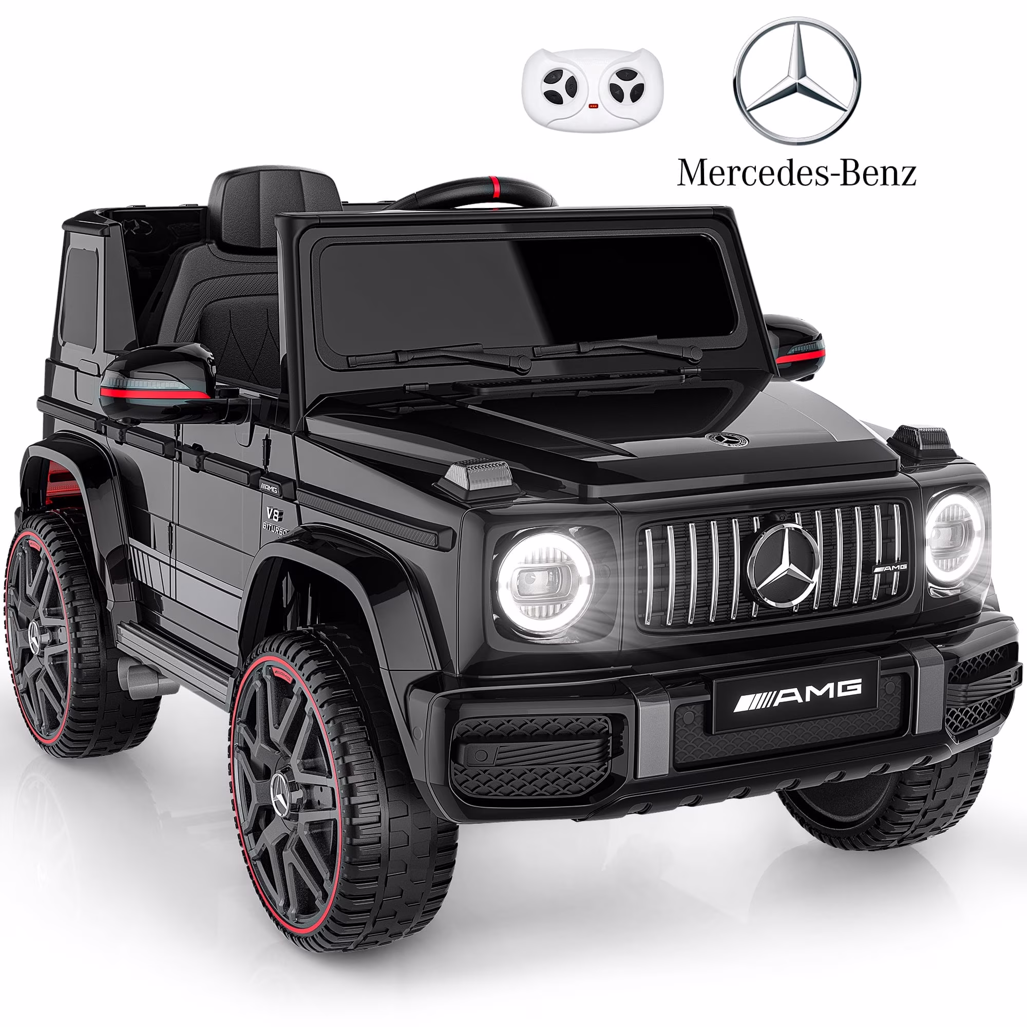 East Doll 12V Kids Ride on Toys, Electric Car for Toddler, Mercedes-Benz Licensed G63 G Wagon Ride on Car for Toddler, Kids Power Ride ons with Remote Control, Bluetooth, LED Lights, Black