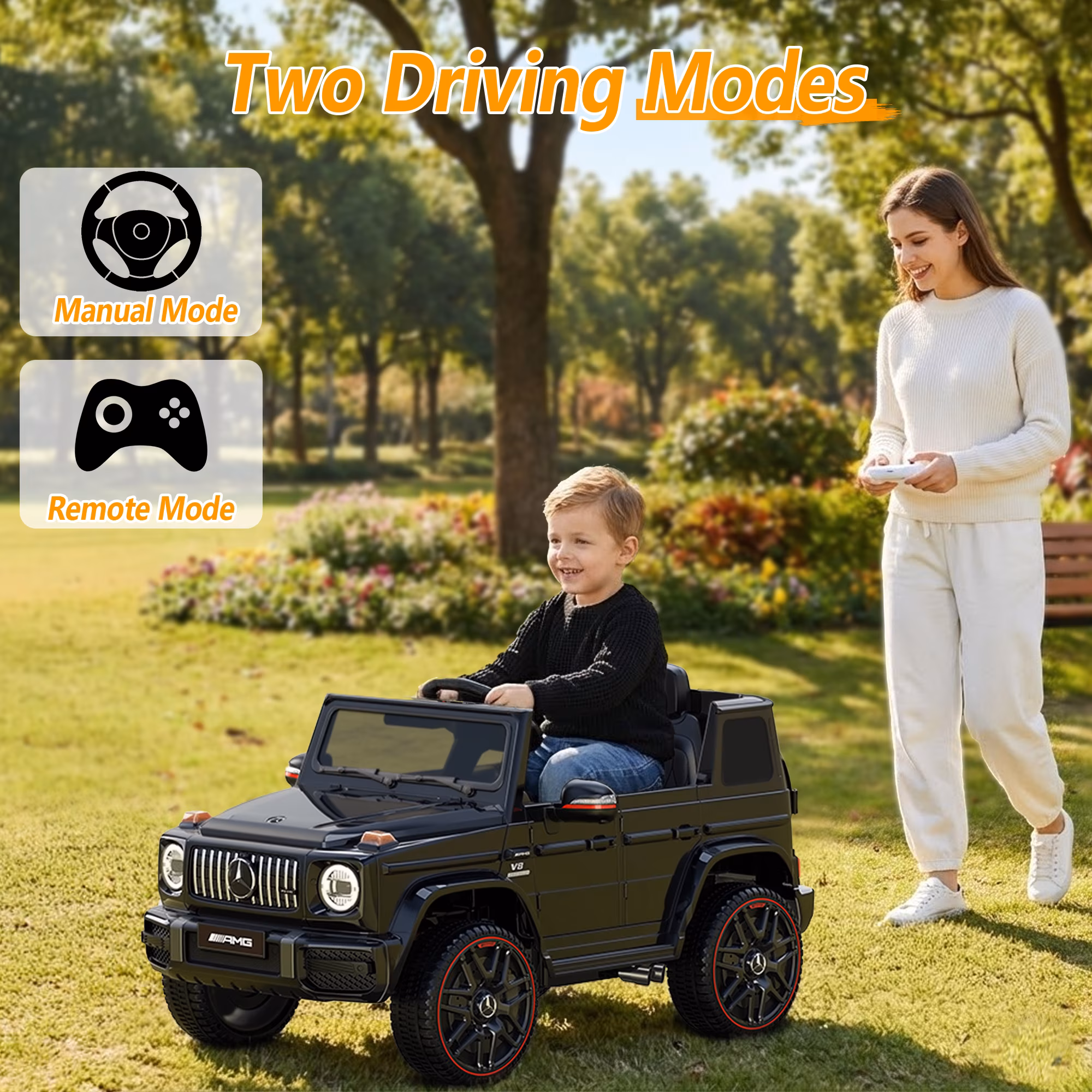East Doll 12V Kids Ride on Toys, Electric Car for Toddler, Mercedes-Benz Licensed G63 G Wagon Ride on Car for Toddler, Kids Power Ride ons with Remote Control, Bluetooth, LED Lights, Black - Image 3