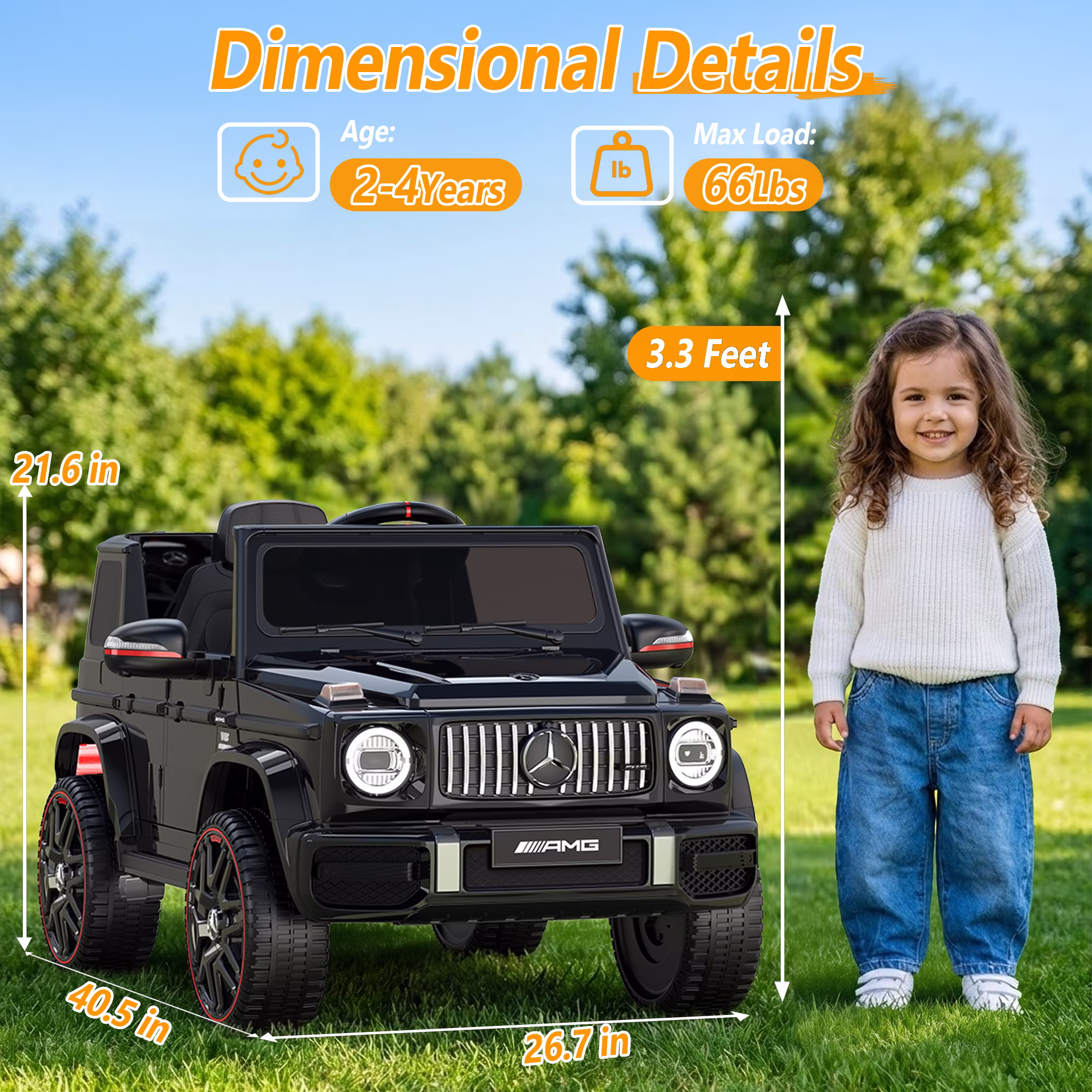 East Doll 12V Kids Ride on Toys, Electric Car for Toddler, Mercedes-Benz Licensed G63 G Wagon Ride on Car for Toddler, Kids Power Ride ons with Remote Control, Bluetooth, LED Lights, Black - Image 2