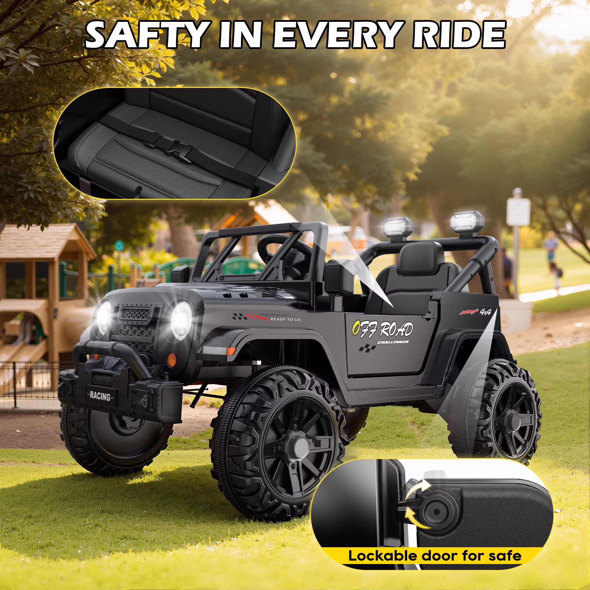 East doll 12V Ride on Toys for Toddlers, Electric Car for Kids, Kids Car with Remote Control, Bluetooth, Music, 3 Speeds for Kids Gifts, Black - Image 4
