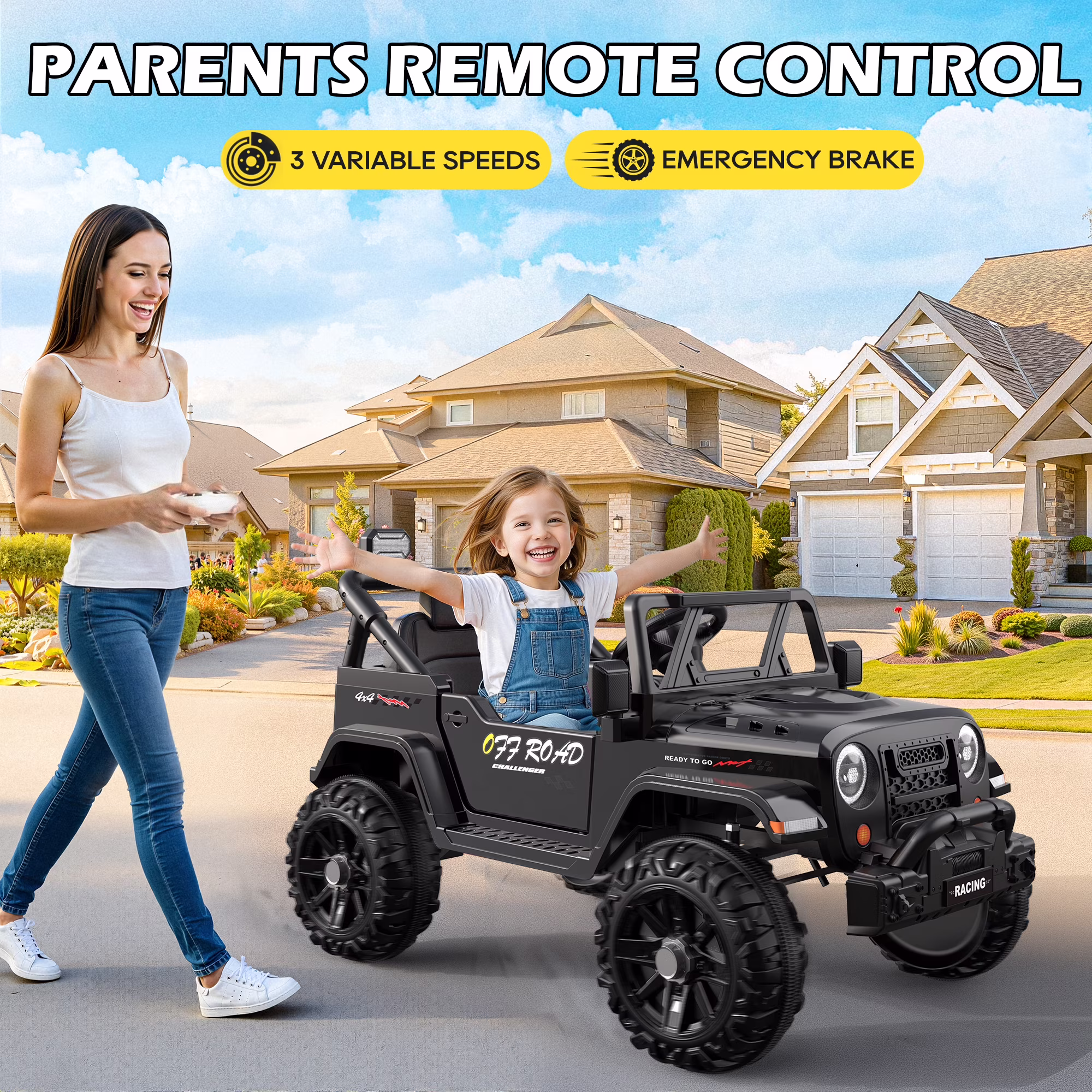 East doll 12V Ride on Toys for Toddlers, Electric Car for Kids, Kids Car with Remote Control, Bluetooth, Music, 3 Speeds for Kids Gifts, Black - Image 3