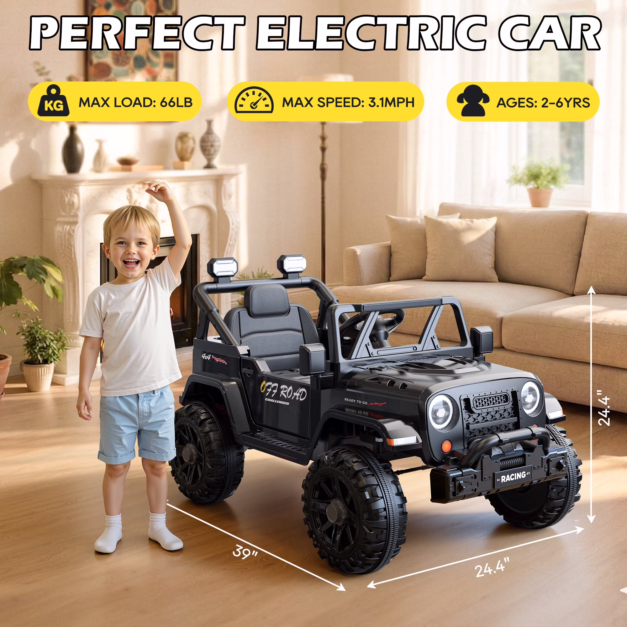 East doll 12V Ride on Toys for Toddlers, Electric Car for Kids, Kids Car with Remote Control, Bluetooth, Music, 3 Speeds for Kids Gifts, Black - Image 5