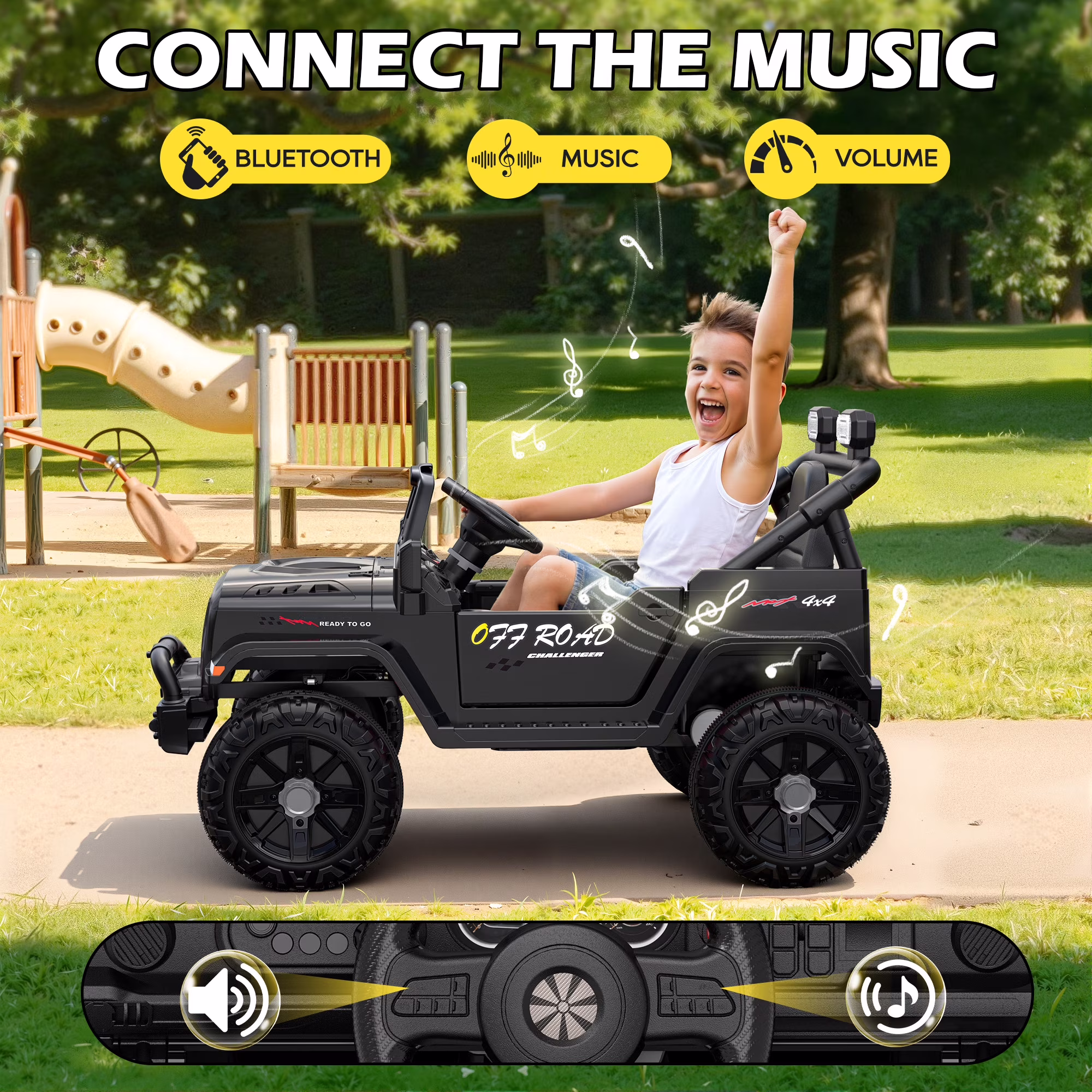 East doll 12V Ride on Toys for Toddlers, Electric Car for Kids, Kids Car with Remote Control, Bluetooth, Music, 3 Speeds for Kids Gifts, Black - Image 2