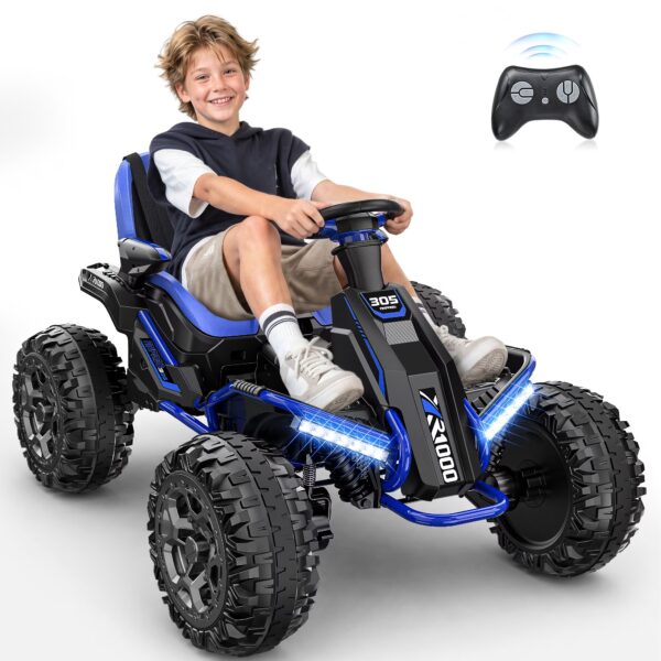 East doll 24V Ride on Toys for Big Kids, 4WD Ride on Car for Kid, 800W Kids Electric Car with Remote Control, Adjustable Seat, 5 MPH, Ages 5-12, Blue