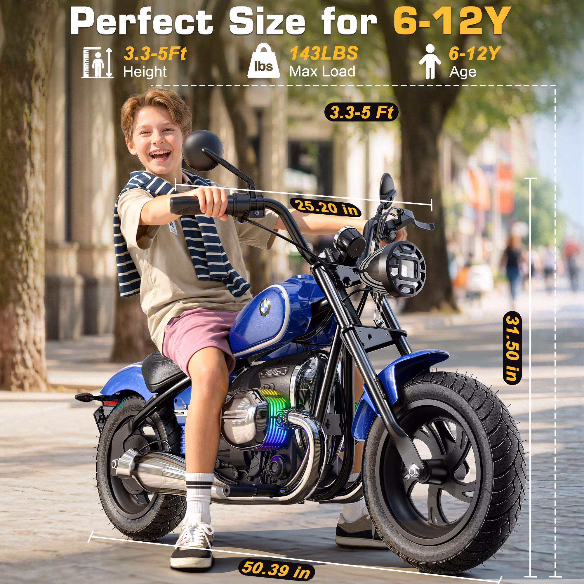 East doll BMW licensed Electric Motorcycle for Kids, 24V Ride on Toy for Big Kids 6-12, 300W Power Motor, Up to 12MPH & 12 Miles Range, Lights & Music, Electric Car for Kids, Black - Image 3