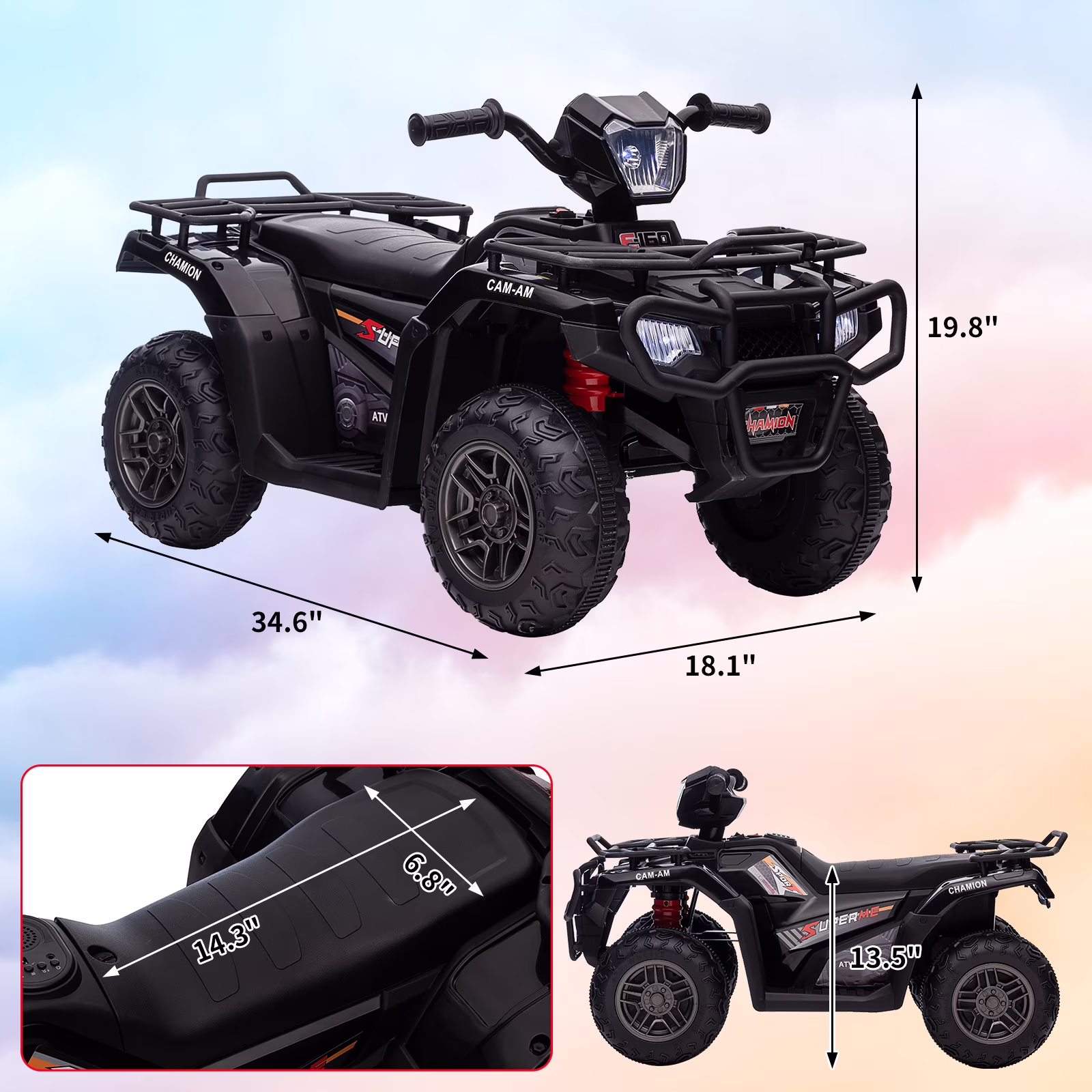 EastVita 12V Kids Ride on ATV, All Terrain Ride on Car for Toddlers, Ride on Electric Vehicle Toys with LED Light, Music, USB, for 3 Age +Child Gift - Image 3