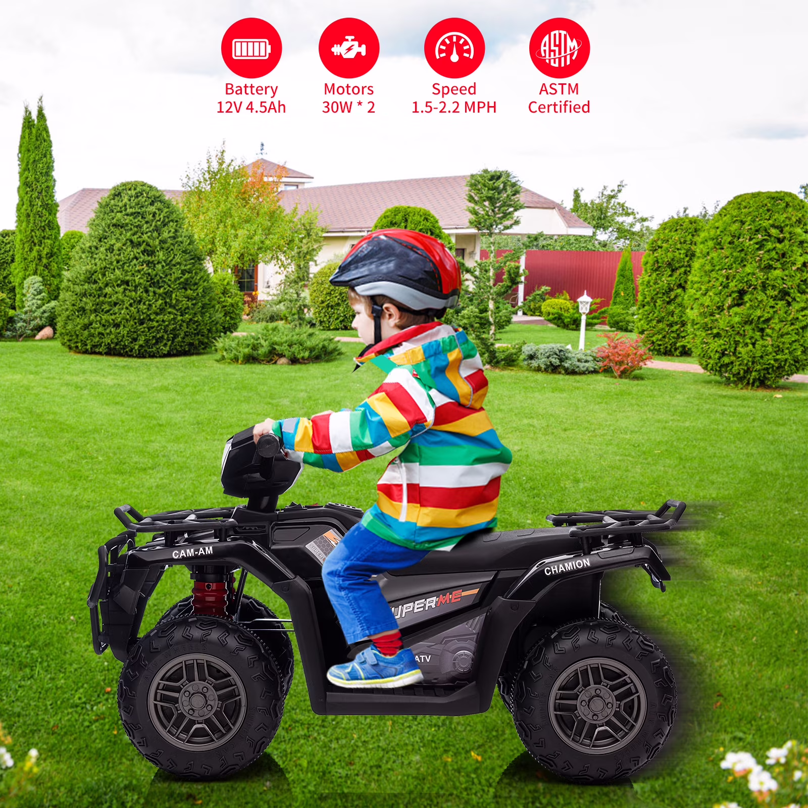 EastVita 12V Kids Ride on ATV, All Terrain Ride on Car for Toddlers, Ride on Electric Vehicle Toys with LED Light, Music, USB, for 3 Age +Child Gift - Image 2