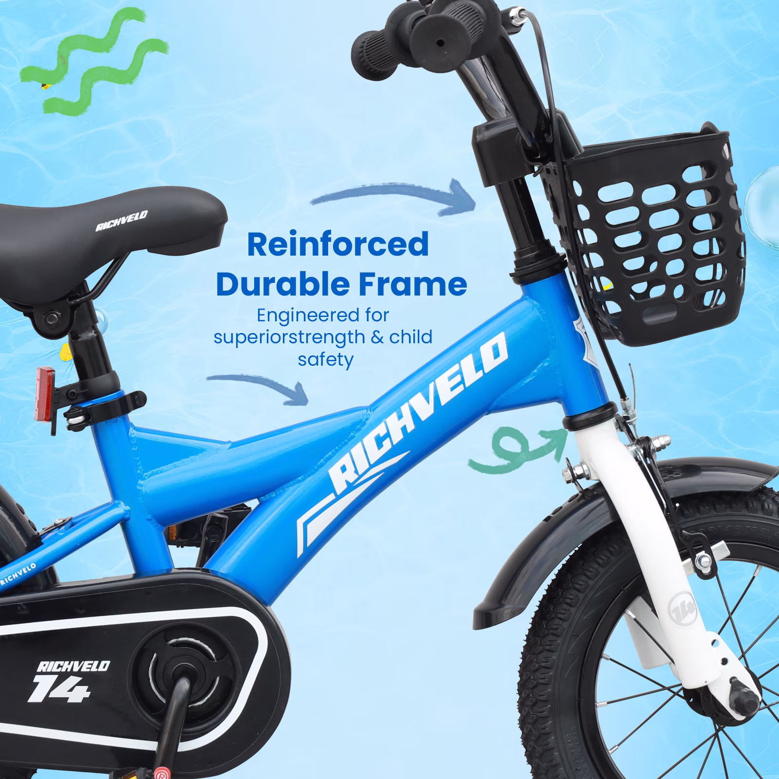 Ecarpat Kids Bike 14 Inch for Boys Girls 3-5 Years Old, BMX Style Kids' Bicycle with Removable Training Wheels, Coaster Brake Toddlers Children's Bicycle Gift for Boys Girls - Image 3