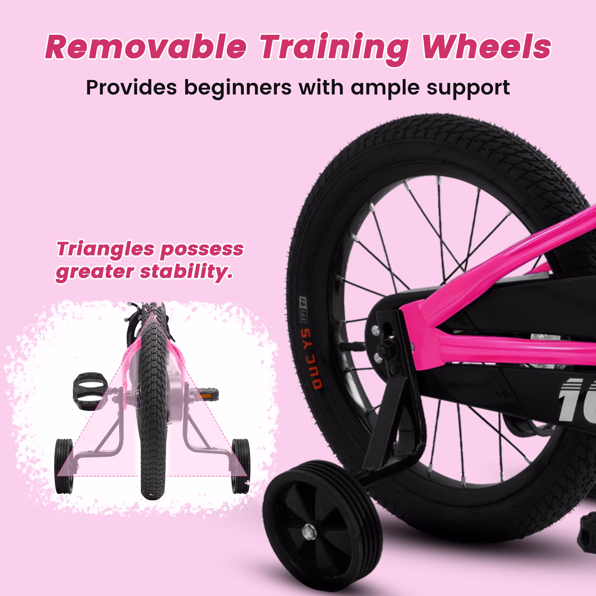 Ecarpat Kids Bike 16 Inch for Boys Girls 5-7 Years Old, BMX Style Kids' Bicycle with Removable Training Wheels, Coaster Brake Toddlers Children's Bicycle Birthday Gift for Boys Girls - Image 3