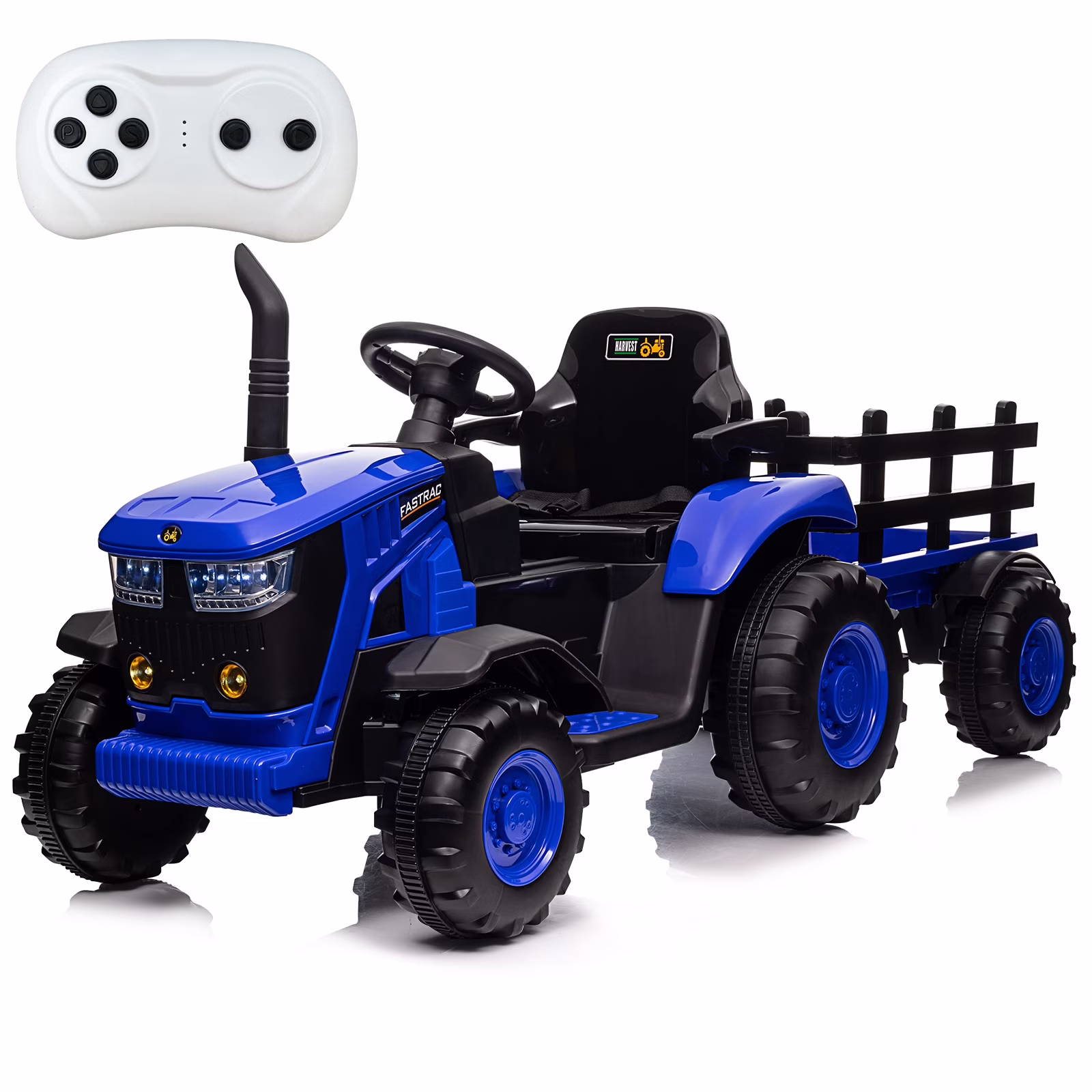 Electric Ride On Car Ride on Tractor with Garden cart Trailer, 12V Rechargeable Kids Vehicle, Remote Control for Parents, Foot Brake, Adjustable Belt, Protective armrests, Stable 6-Wheel Design - Image 5