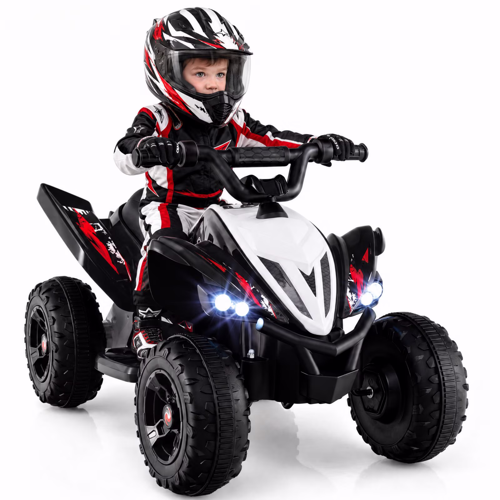 ELLEGNT 12V Kids Ride-On ATV Quad 4-Wheeler Toy with Music, Light, USB Port, Wireless Connection, One-Touch Start, Power Display, Battery Powered for Ages 3+, Black