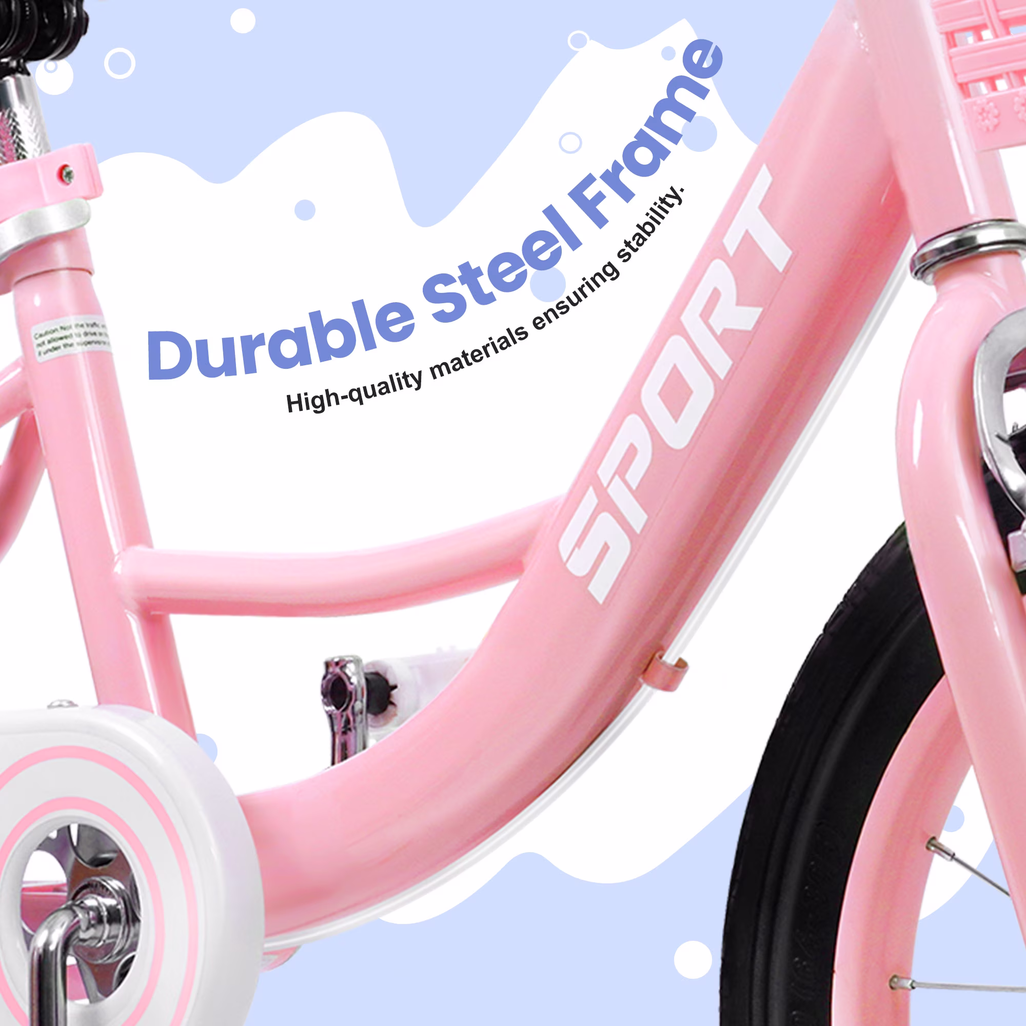 Enjoyrun 16" Kids Bike,Girls Bike with Training Wheels,Basket and Doll Seat,Bicycle for Children Ages 5-8,Pink - Image 3
