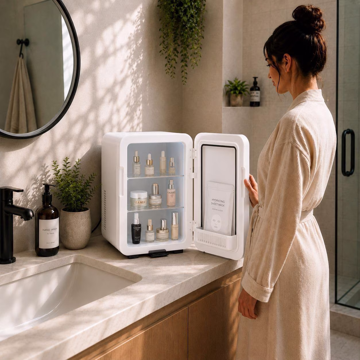 Essential Cooler Classic Mini Refrigerator for Herbs, Oils & Skincare, Lockable Door & Touch Temperature Control - Image 2