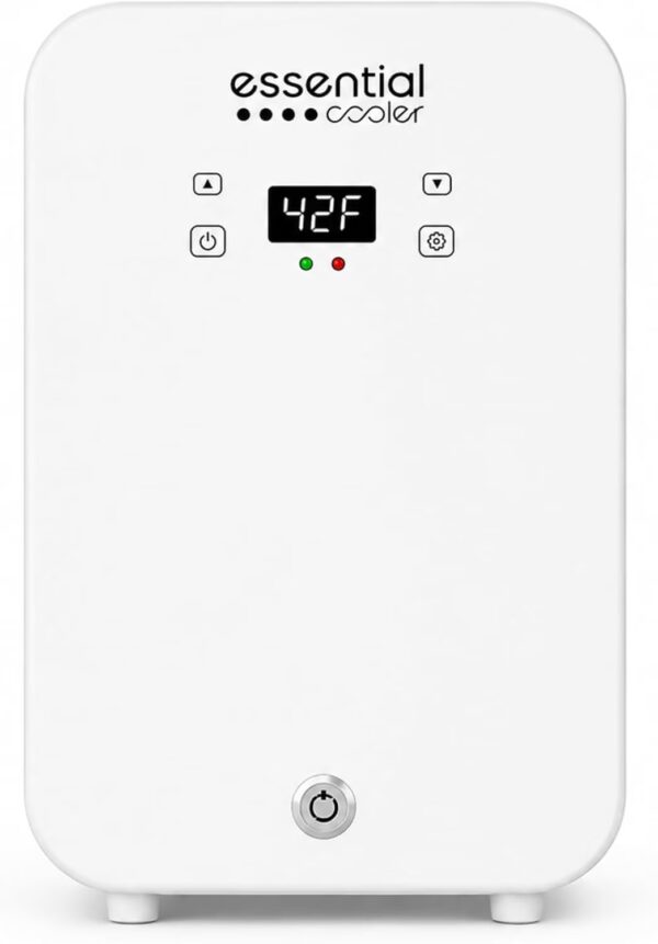 Essential Cooler Classic Mini Refrigerator for Herbs, Oils & Skincare, Lockable Door & Touch Temperature Control