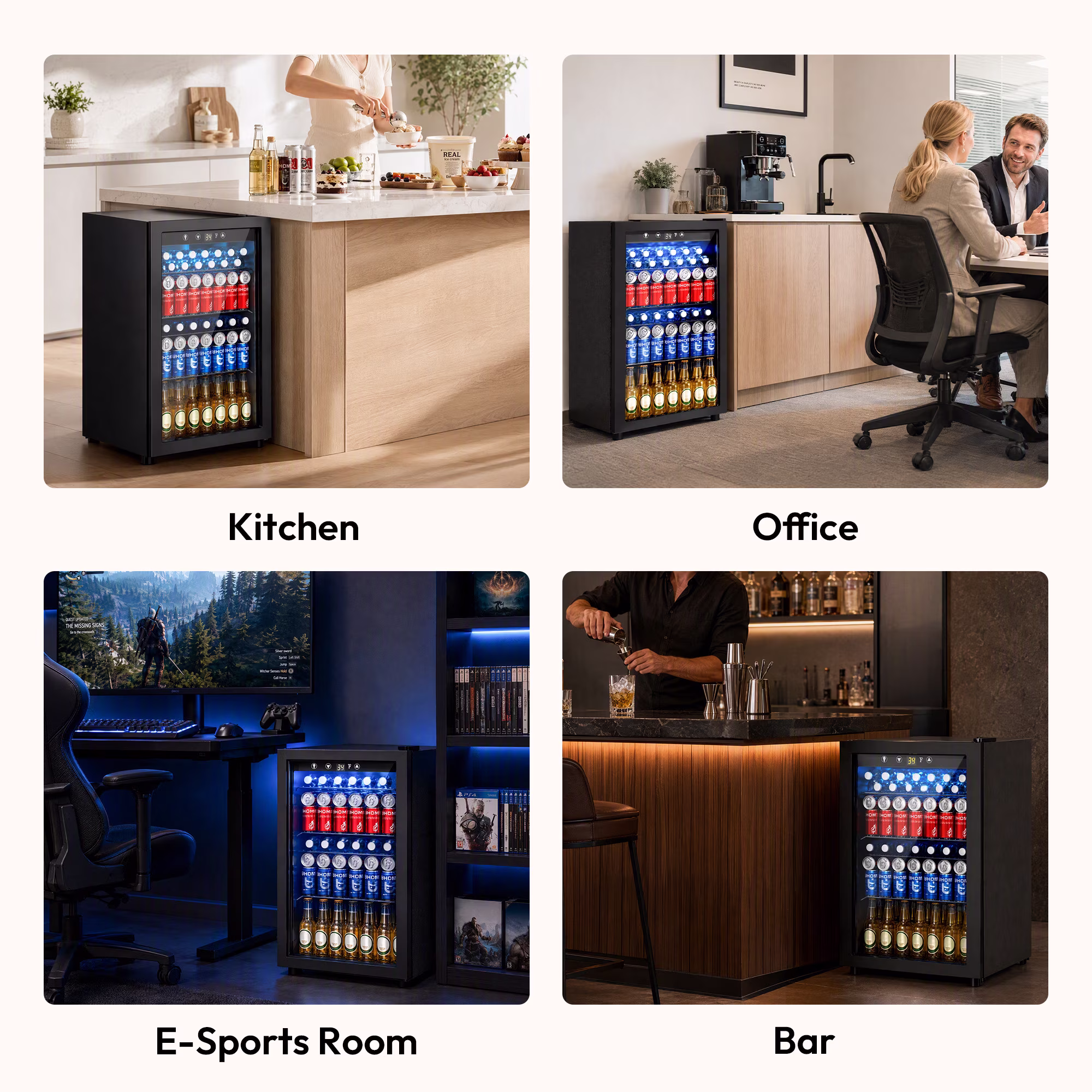 EUHOMY 150 Can Beverage Refrigerator and Wine Cooler, 4.5 cu ft, Glass Door, Adjustable Shelves, Digital Temperature Control, for Home, Quite - Image 4