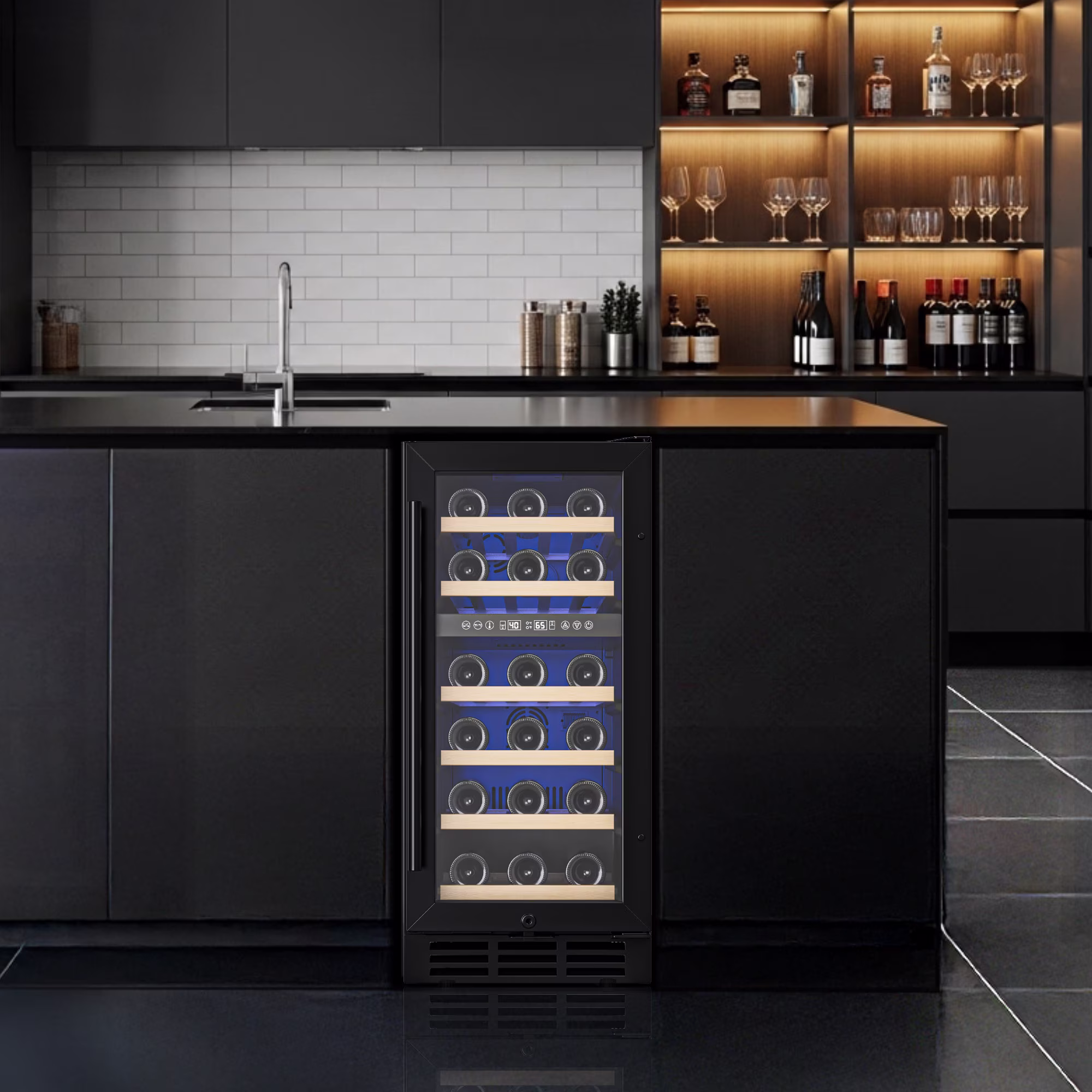 EUHOMY 3.6 Cu.ft. Dual Zone Glass Door Wine Refrigerator, Black - Image 4