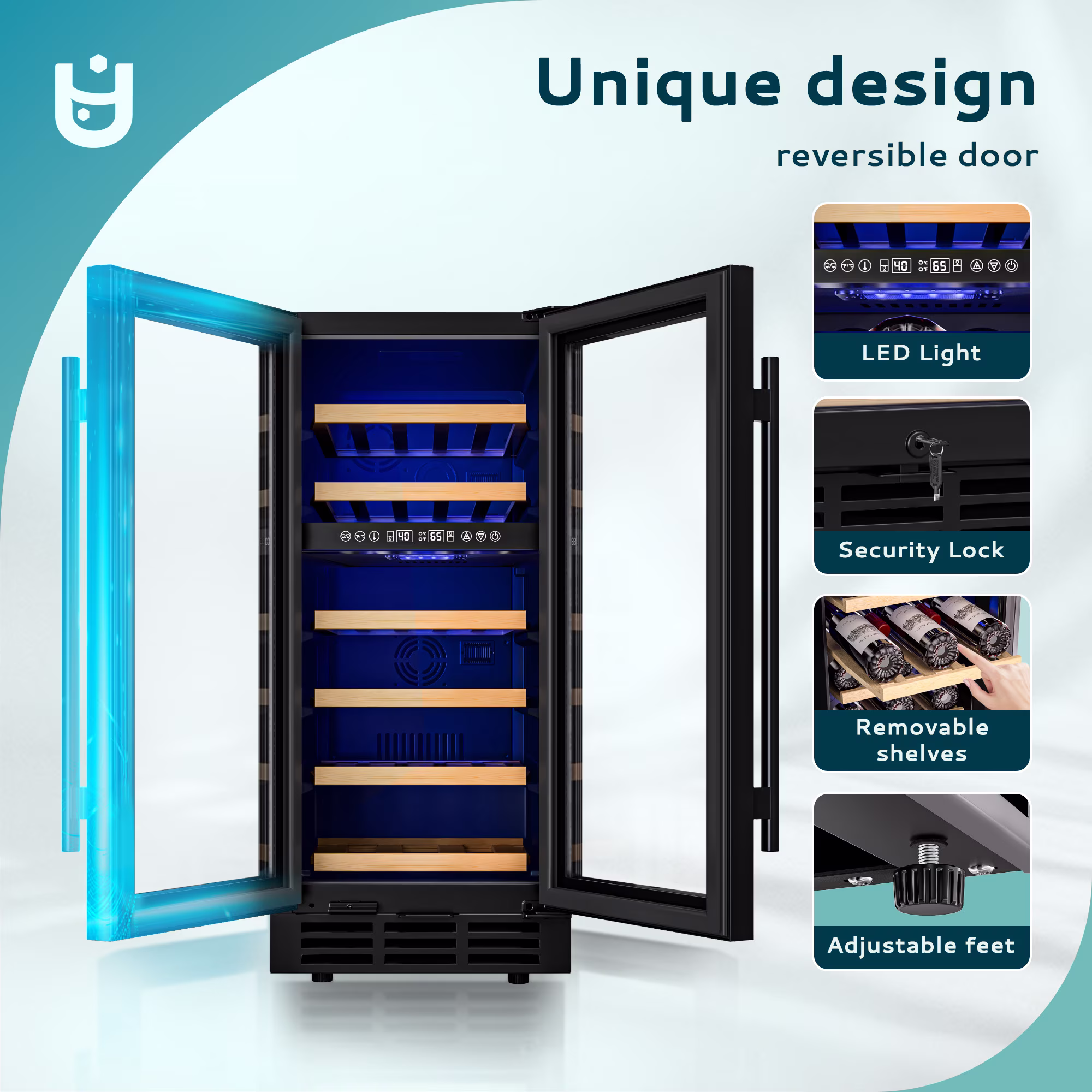 EUHOMY 3.6 Cu.ft. Dual Zone Glass Door Wine Refrigerator, Black - Image 5