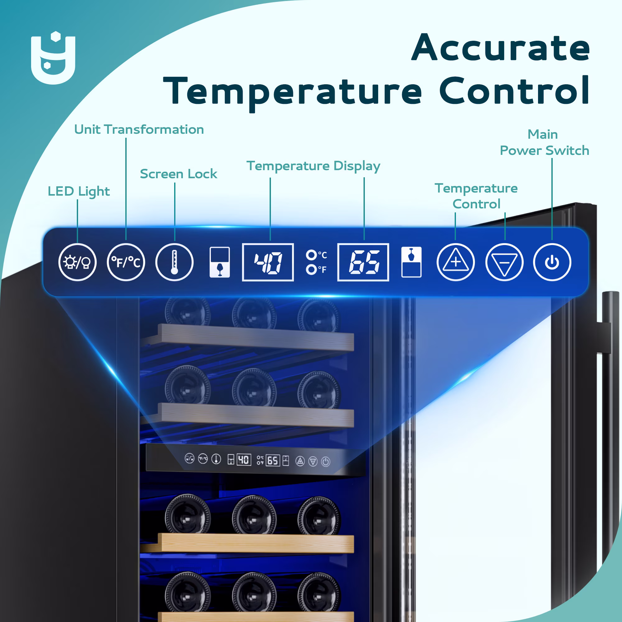 EUHOMY 3.6 Cu.ft. Dual Zone Glass Door Wine Refrigerator, Black - Image 2