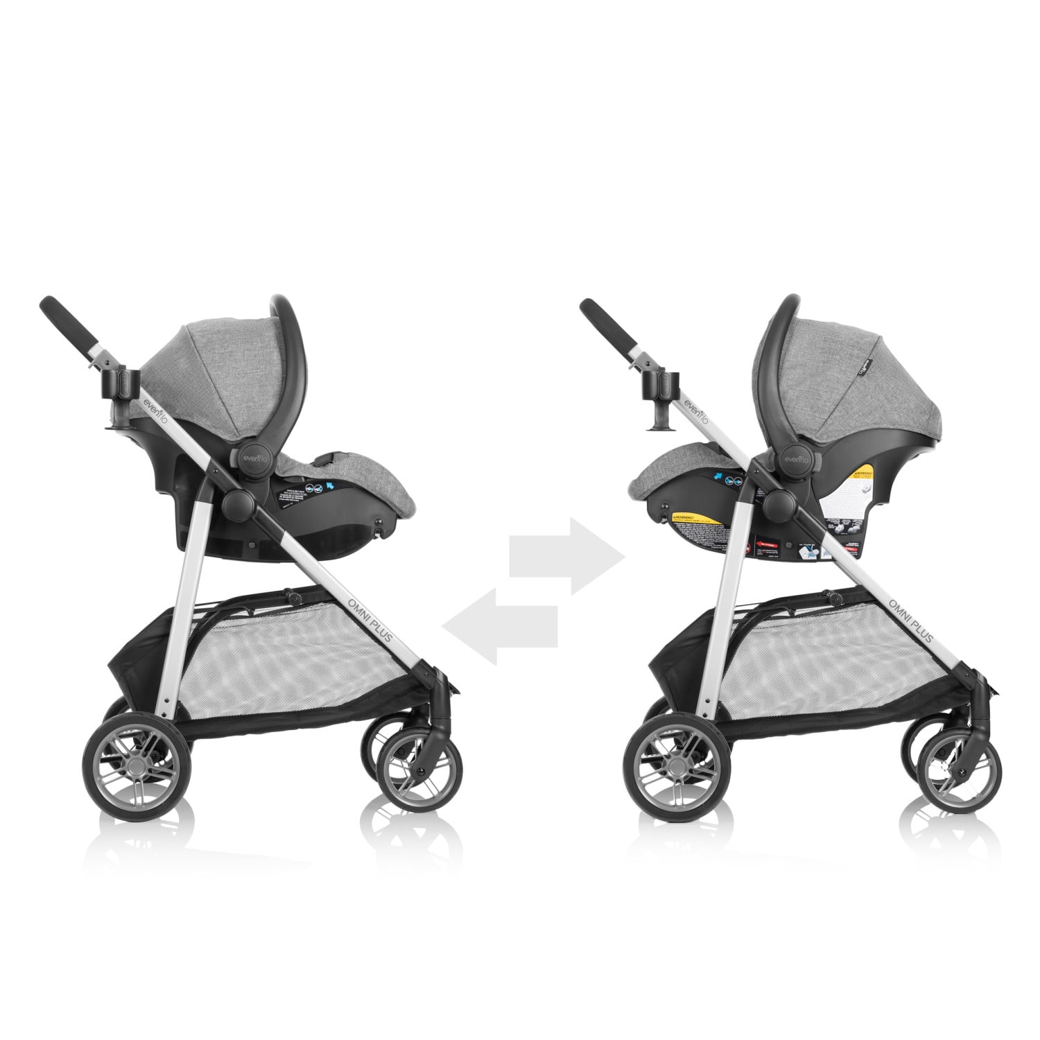 Evenflo Omni Plus Travel System with LiteMax Infant Car Seat, Mylar Gray - Image 3