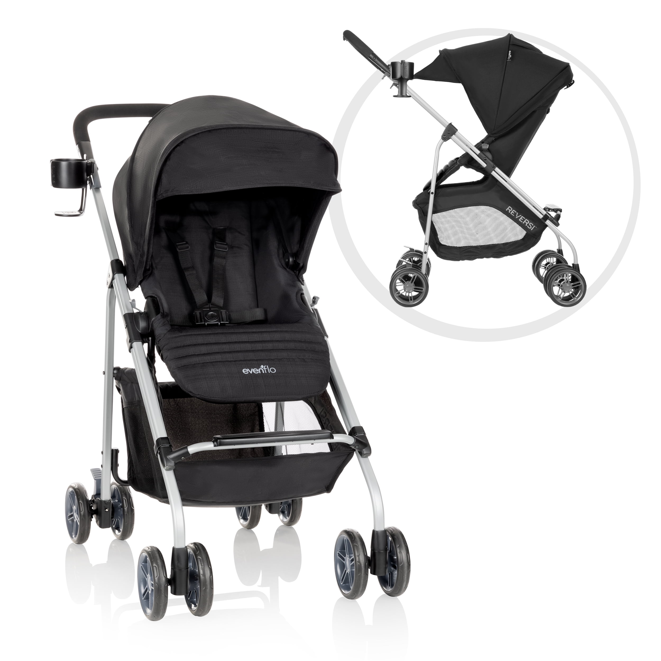 Evenflo Reversi Lightweight Reversible Stroller, Black
