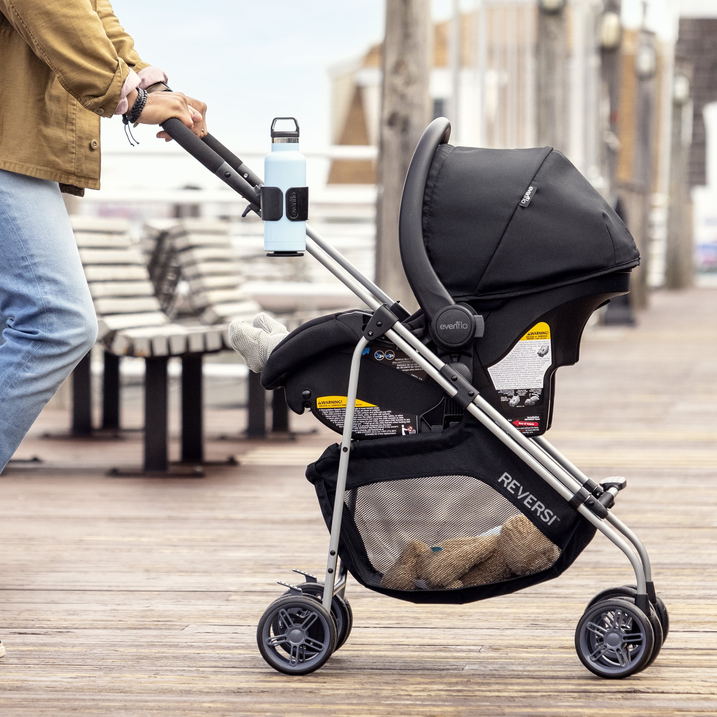 Evenflo Reversi Lightweight Reversible Stroller, Black - Image 3