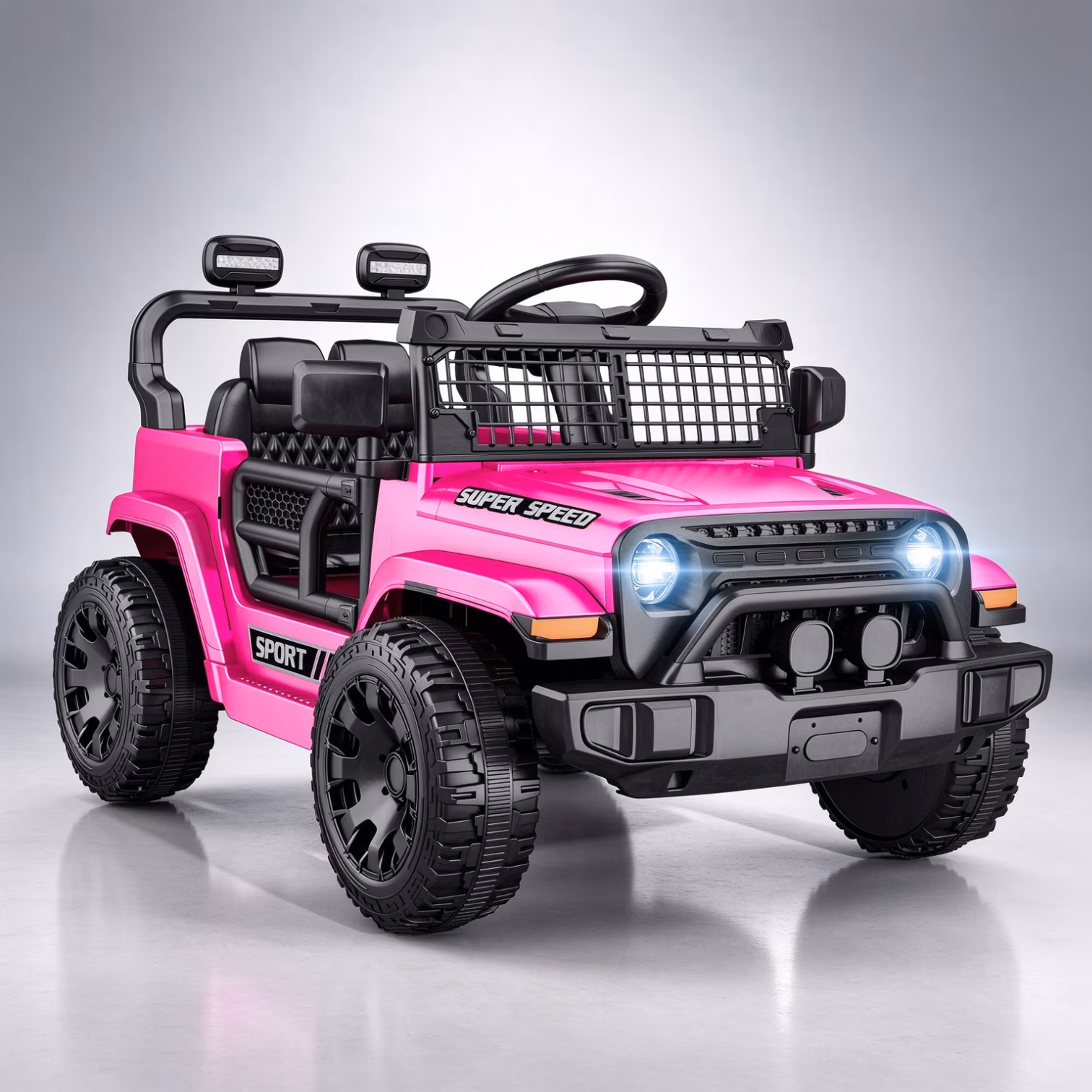 EVOKEDEN 12V Remote Control Ride On Toys for Kids, Electric Toddler Car with Spring Suspension, LED Lights & Music, Pink